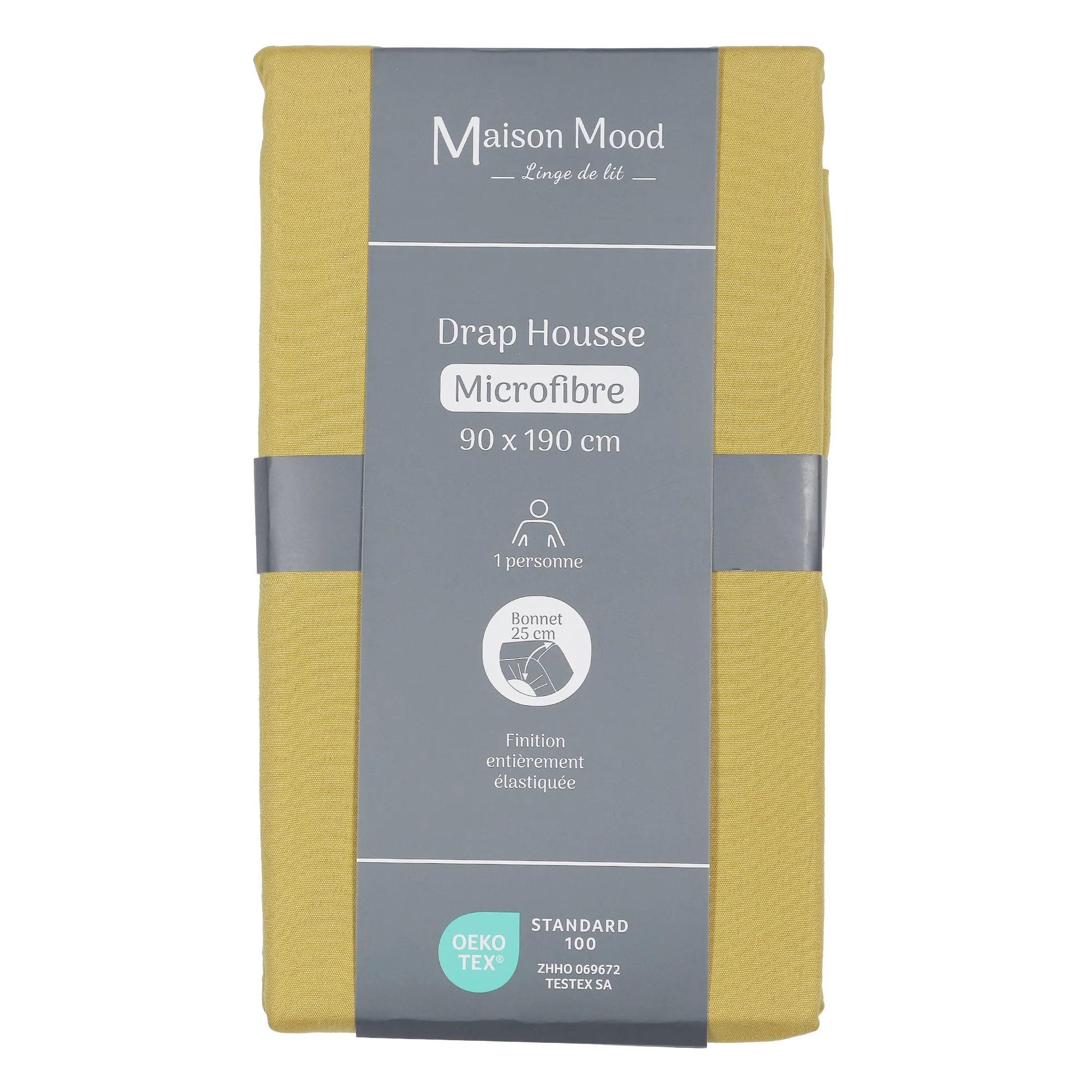 Drap housse unie microfibre 90x190 cm  - Or