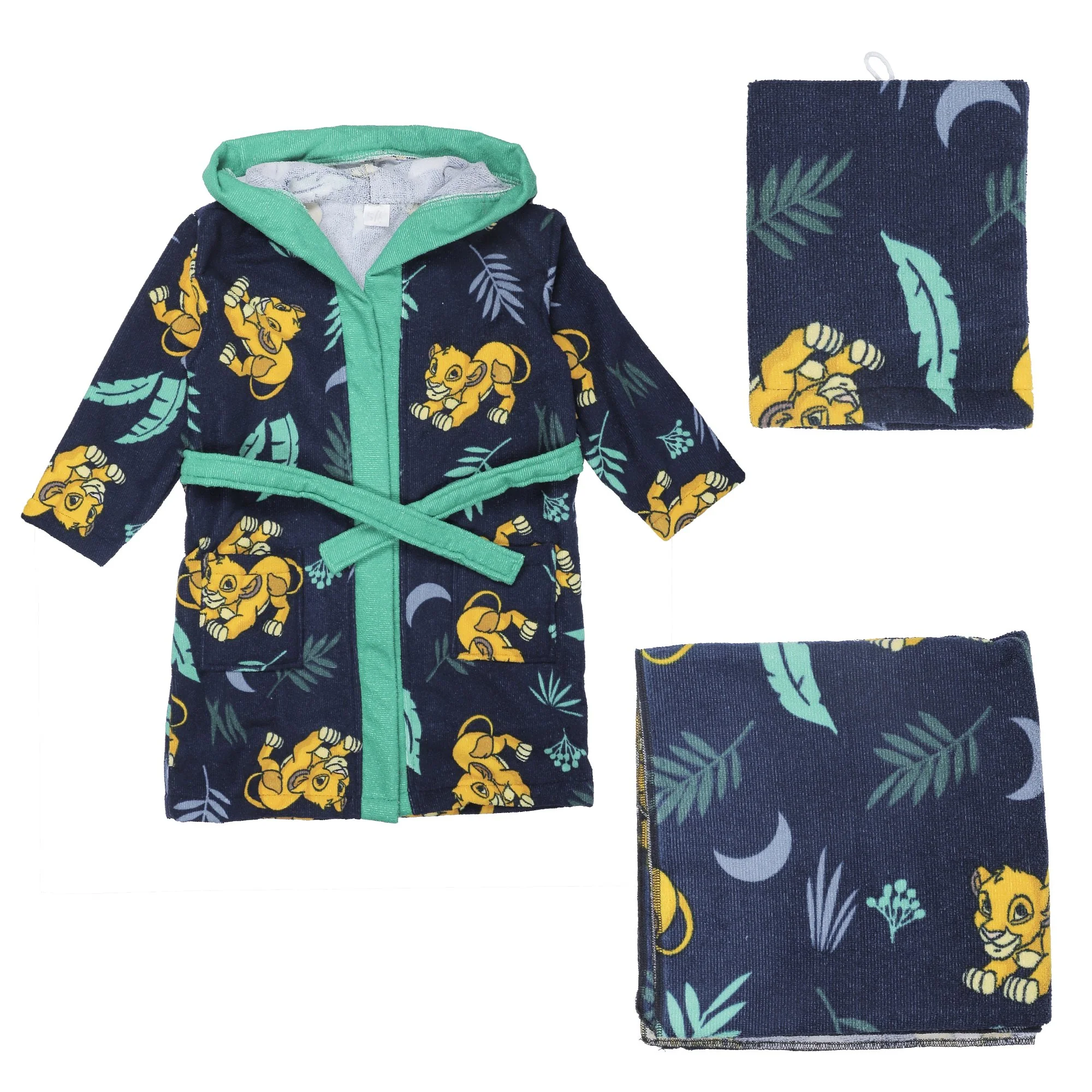 Ensemble de bain peignoir + serviette + gant  - Bleu - Image 5
