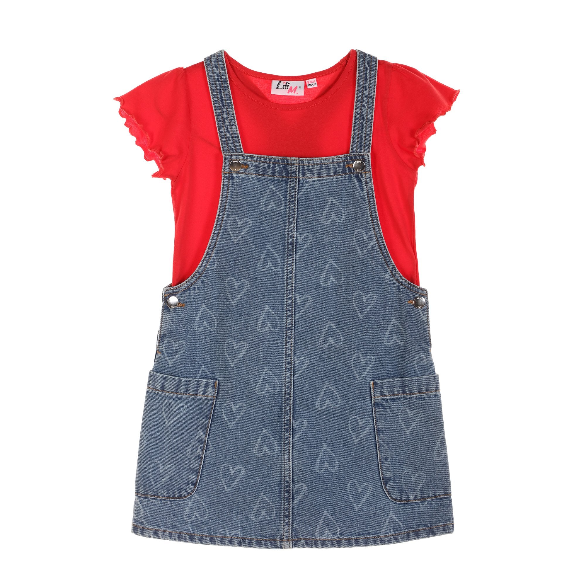 Ensemble robe en jean et tee shirt manche courte - Bleu