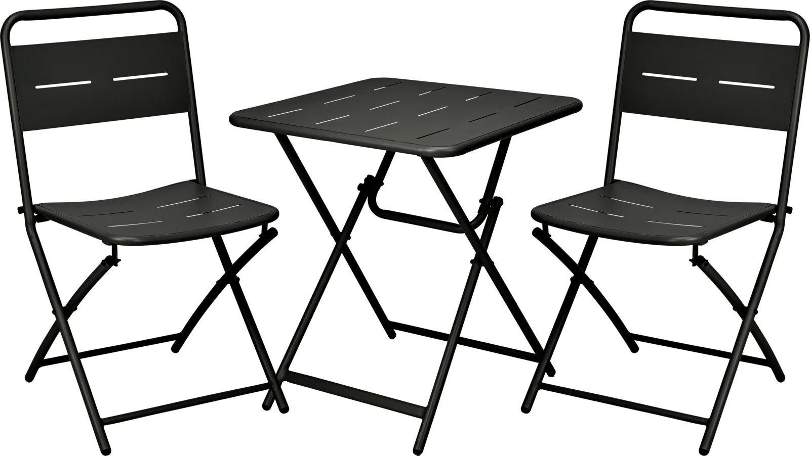 Ensemble table et 2 chaises pliantes en métal