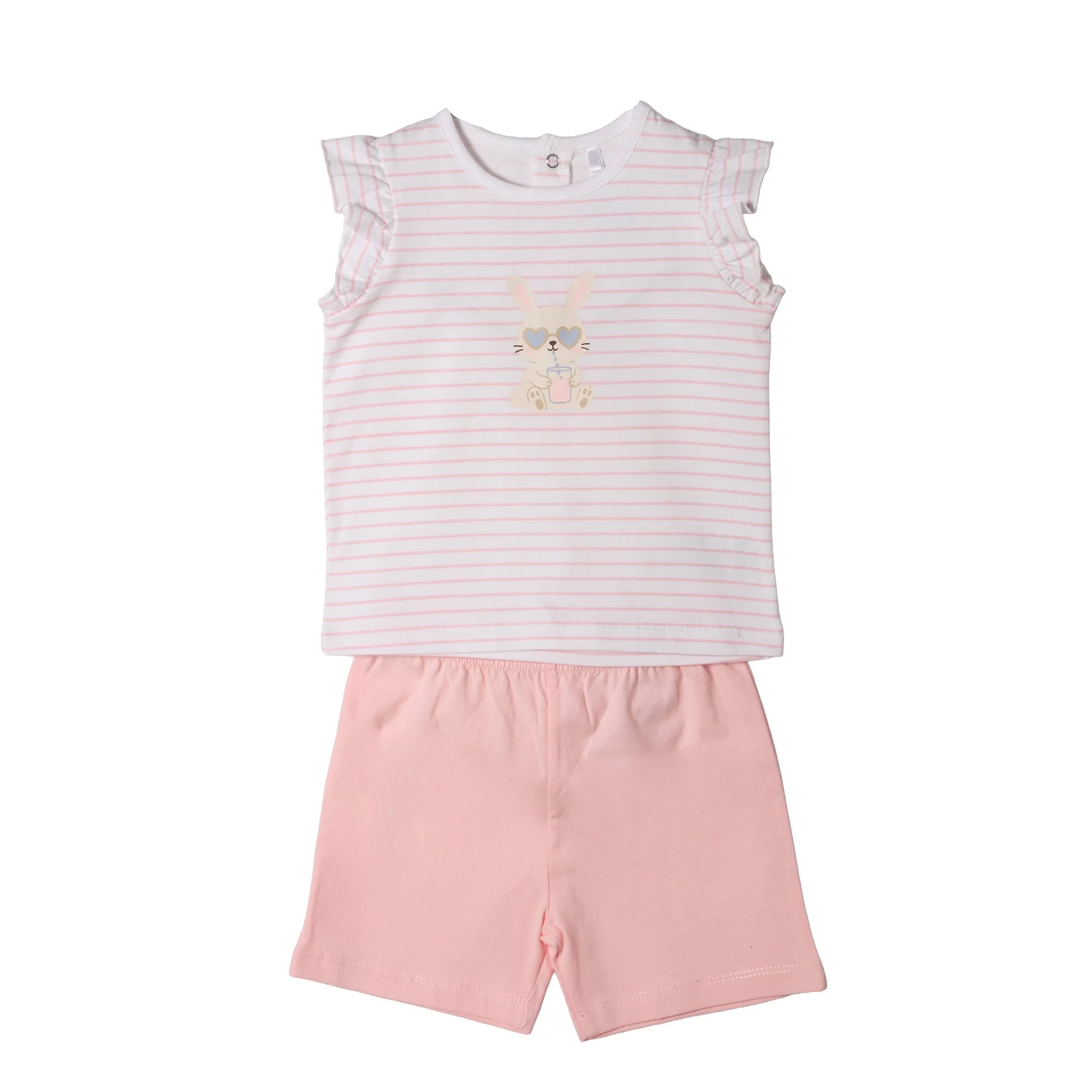 Ensemble tee shirt et short dors bien - Rose