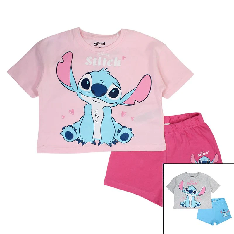 Ensemble Tee-shirt manches courtes + short Stitch 2-8 ans - Violet