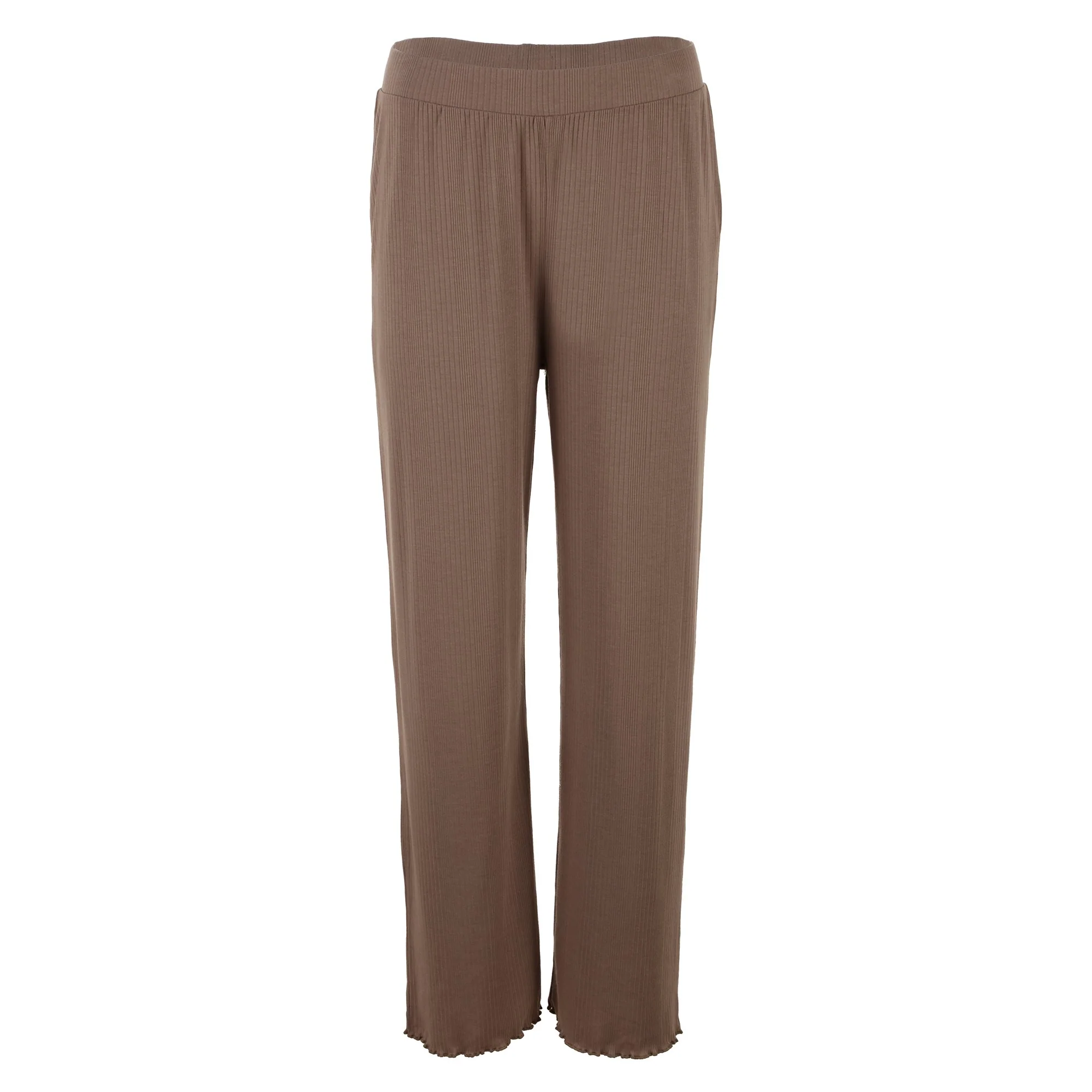 Ensemble tee-shirt manches longues + pantalon évasé - Marron - Image 5