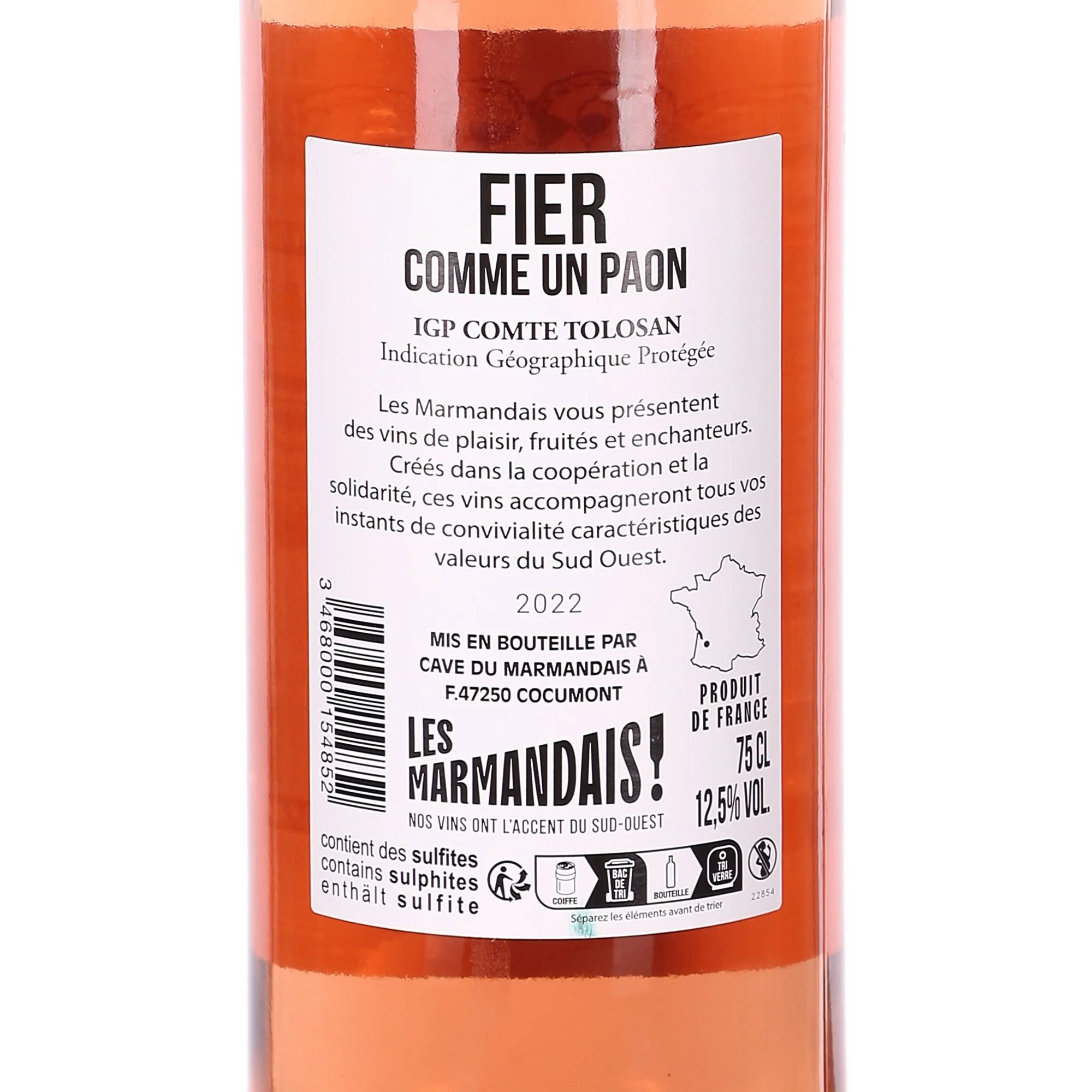 FIER COMME UN PAON MERLOT CABERNETS IGP COMTE TOLOSAN 2022 ROSE 12,5% - Image 2