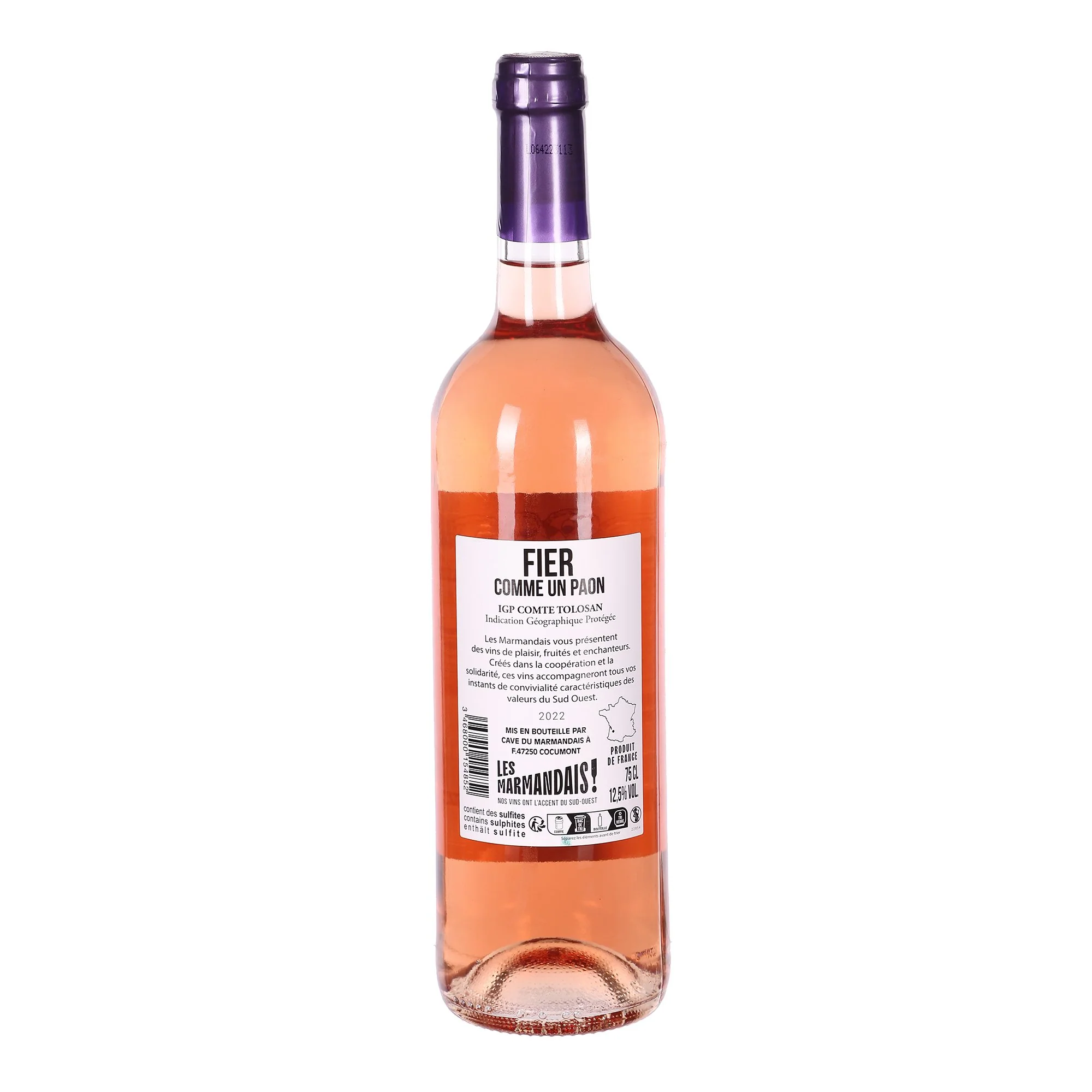 FIER COMME UN PAON MERLOT CABERNETS IGP COMTE TOLOSAN 2022 ROSE 12,5% - Image 4