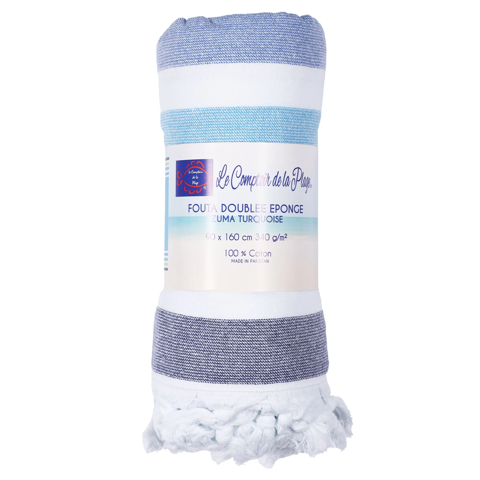 Foutah fidji dos éponge bouclette 100% coton - Gris