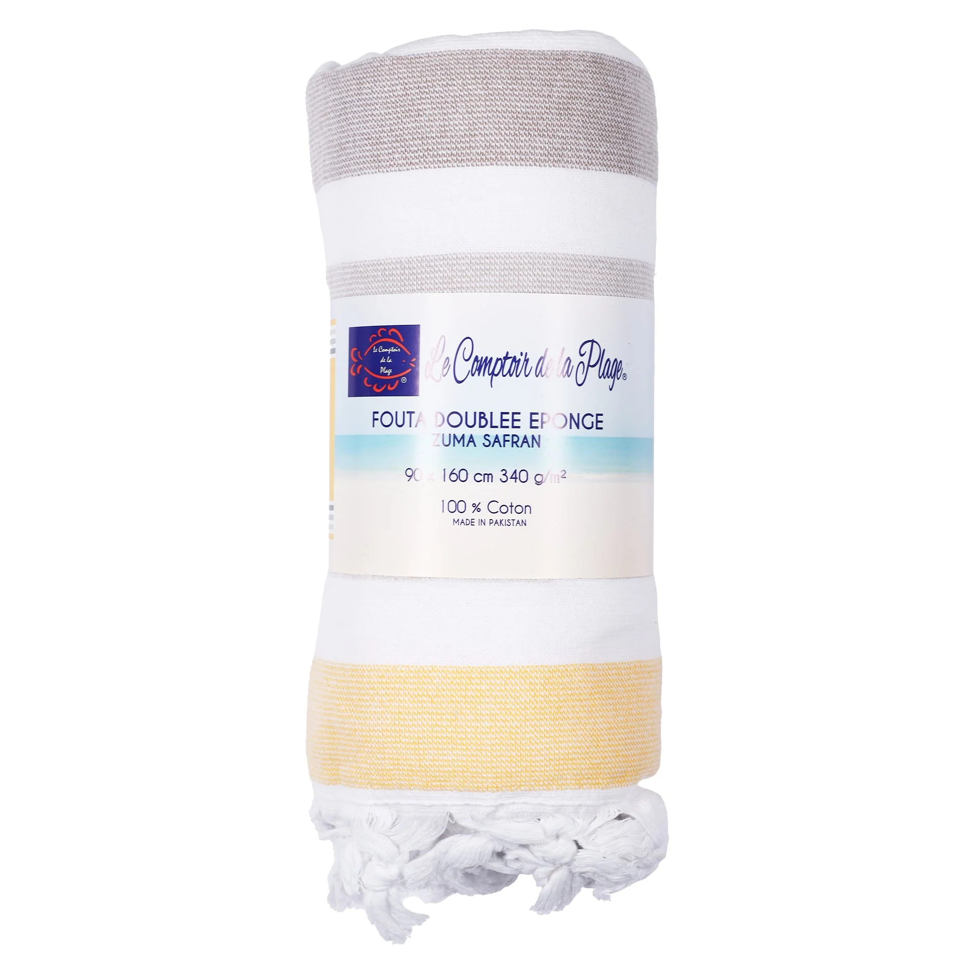 Foutah fidji dos éponge bouclette 100% coton  - Jaune - Image 3