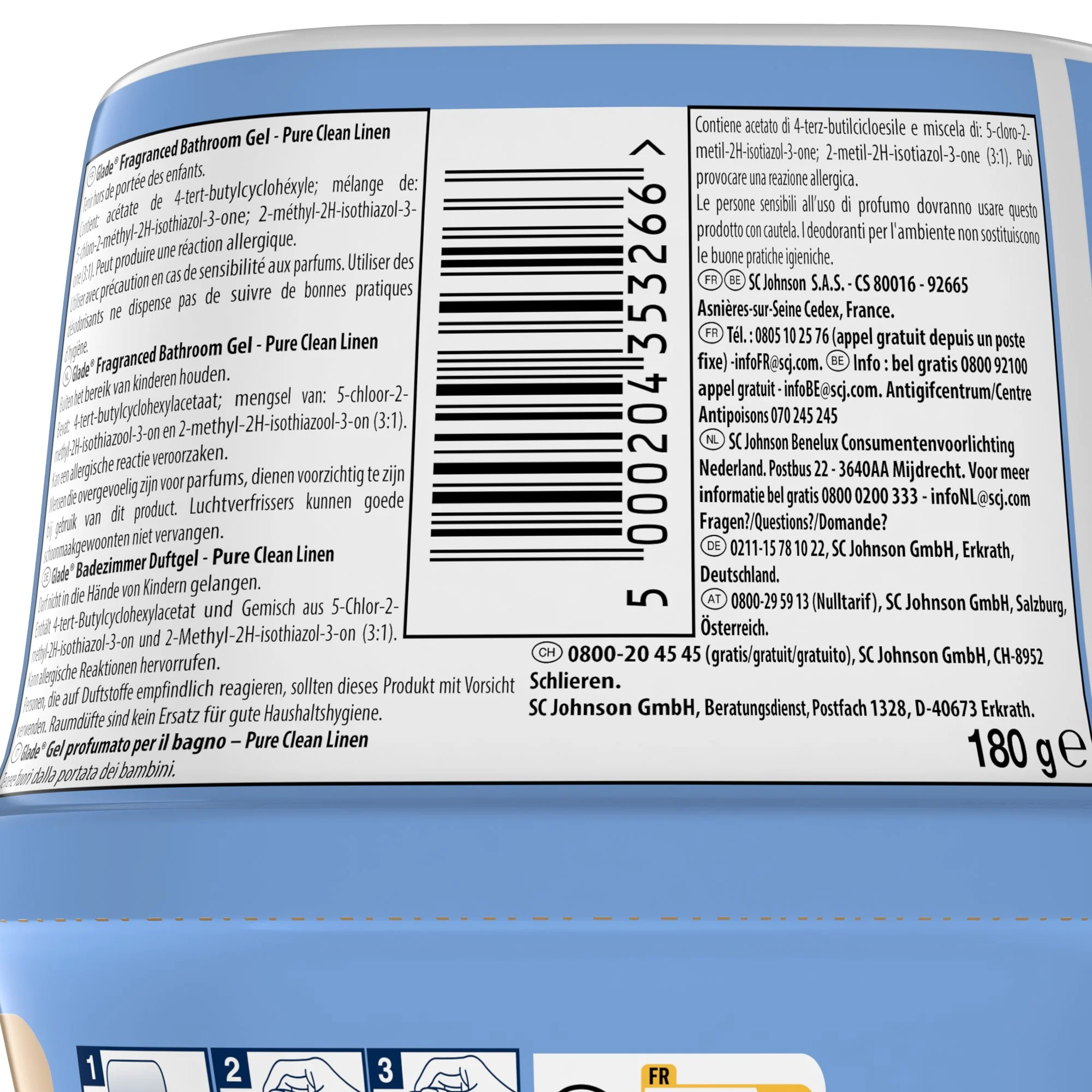 Gel désodorisant WC et salle de bain pure clean linen - Image 3