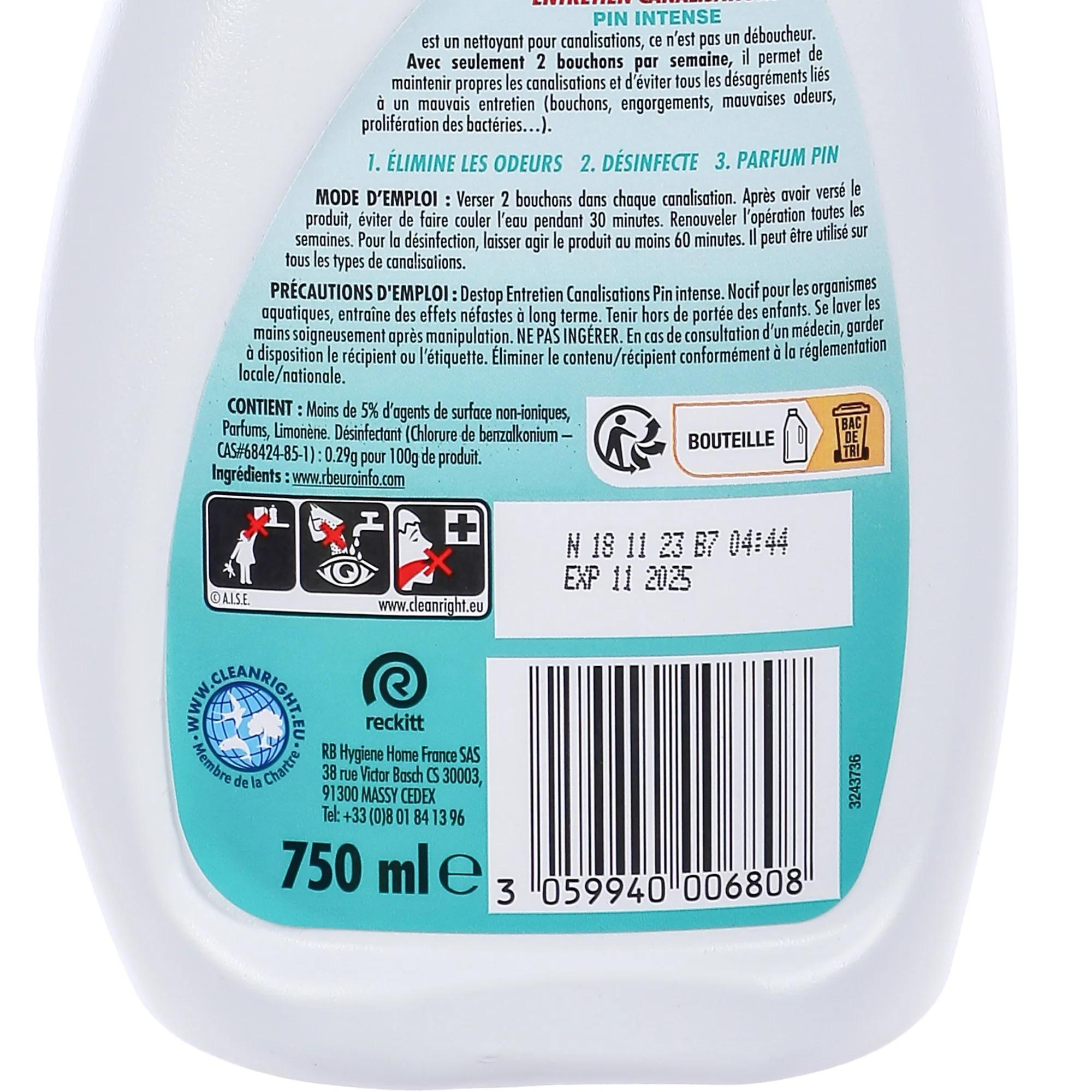 Gel nettoyant canalisation fraicheur pin - Image 3
