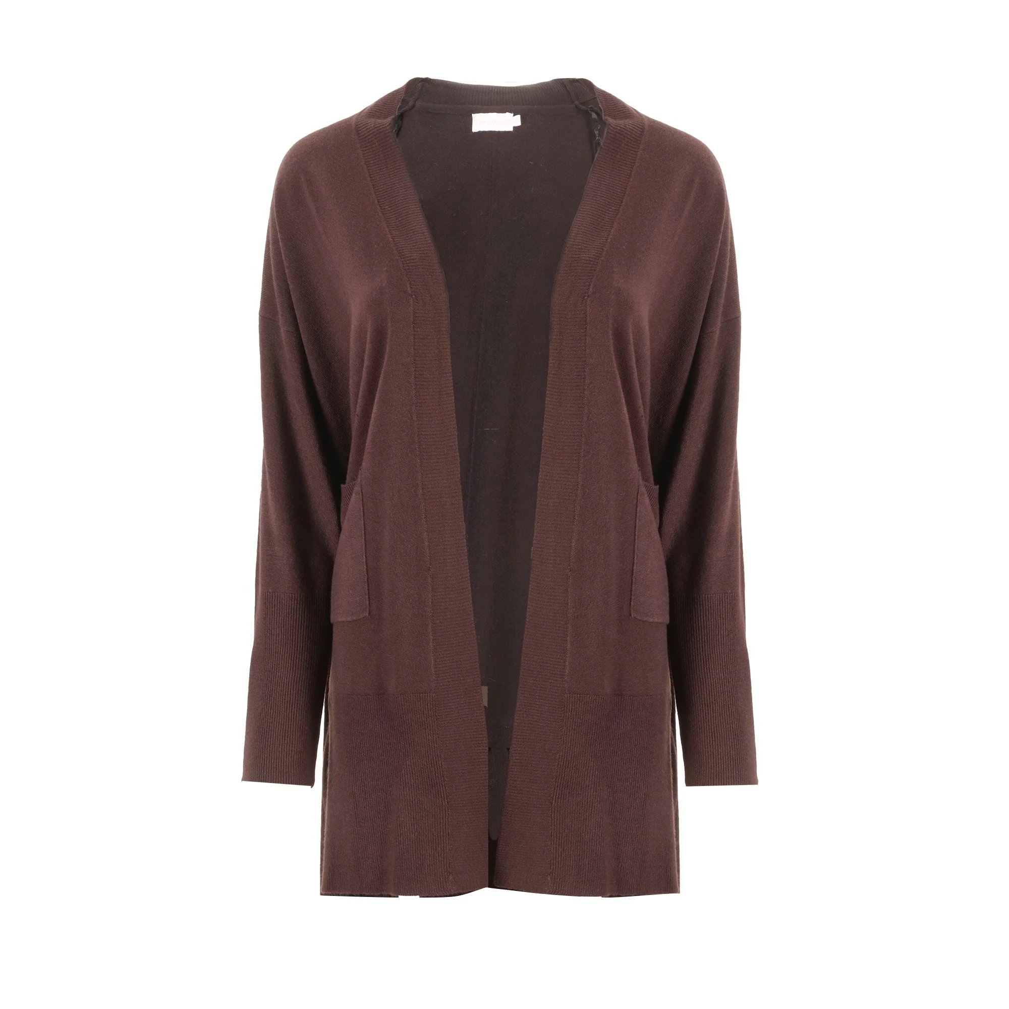 Gilet mi-long touché cachemire - Marron