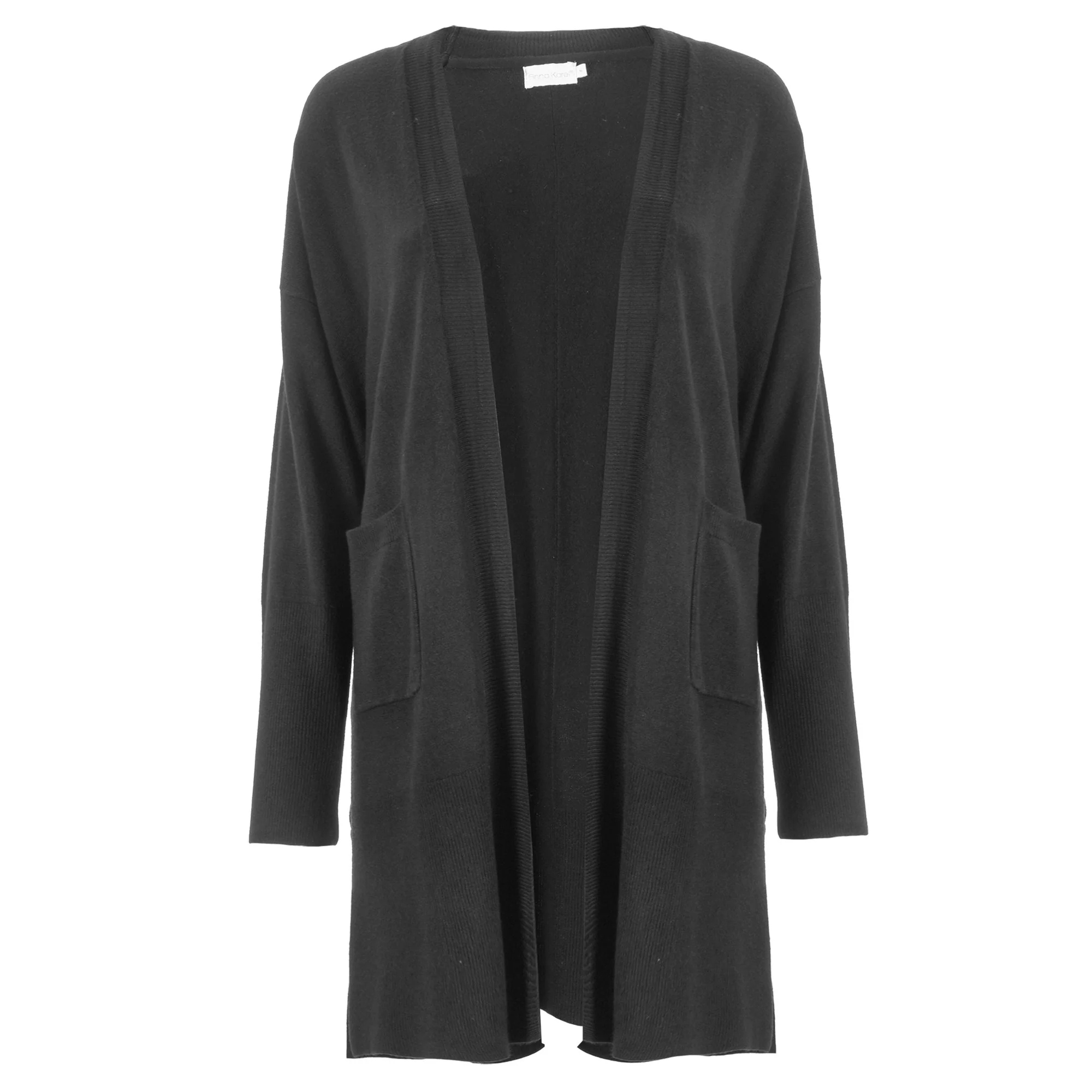 Gilet mi-long touché cachemire - Noir