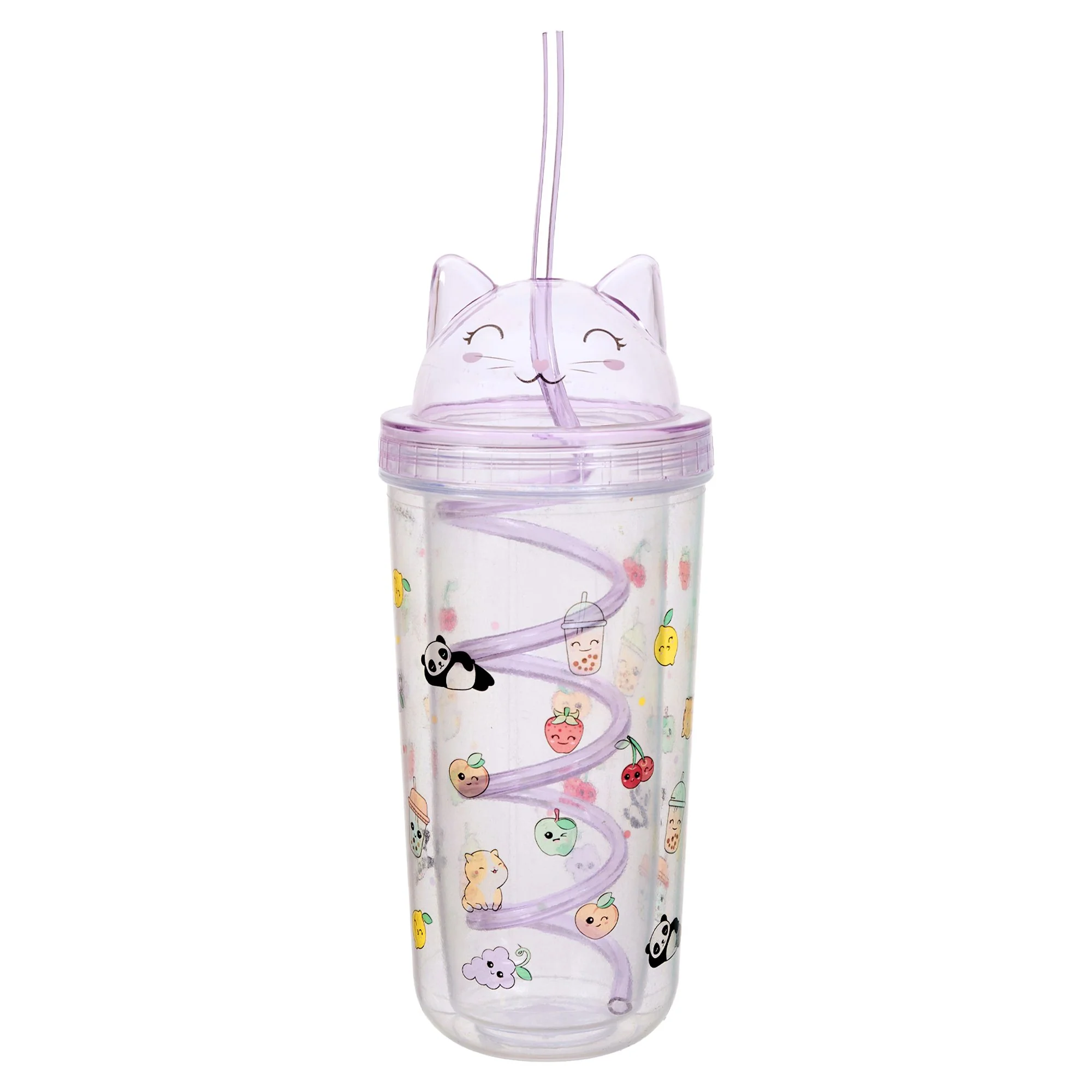 Gobelet chat avec paille en spirale Kawaii 40cL - Image 2