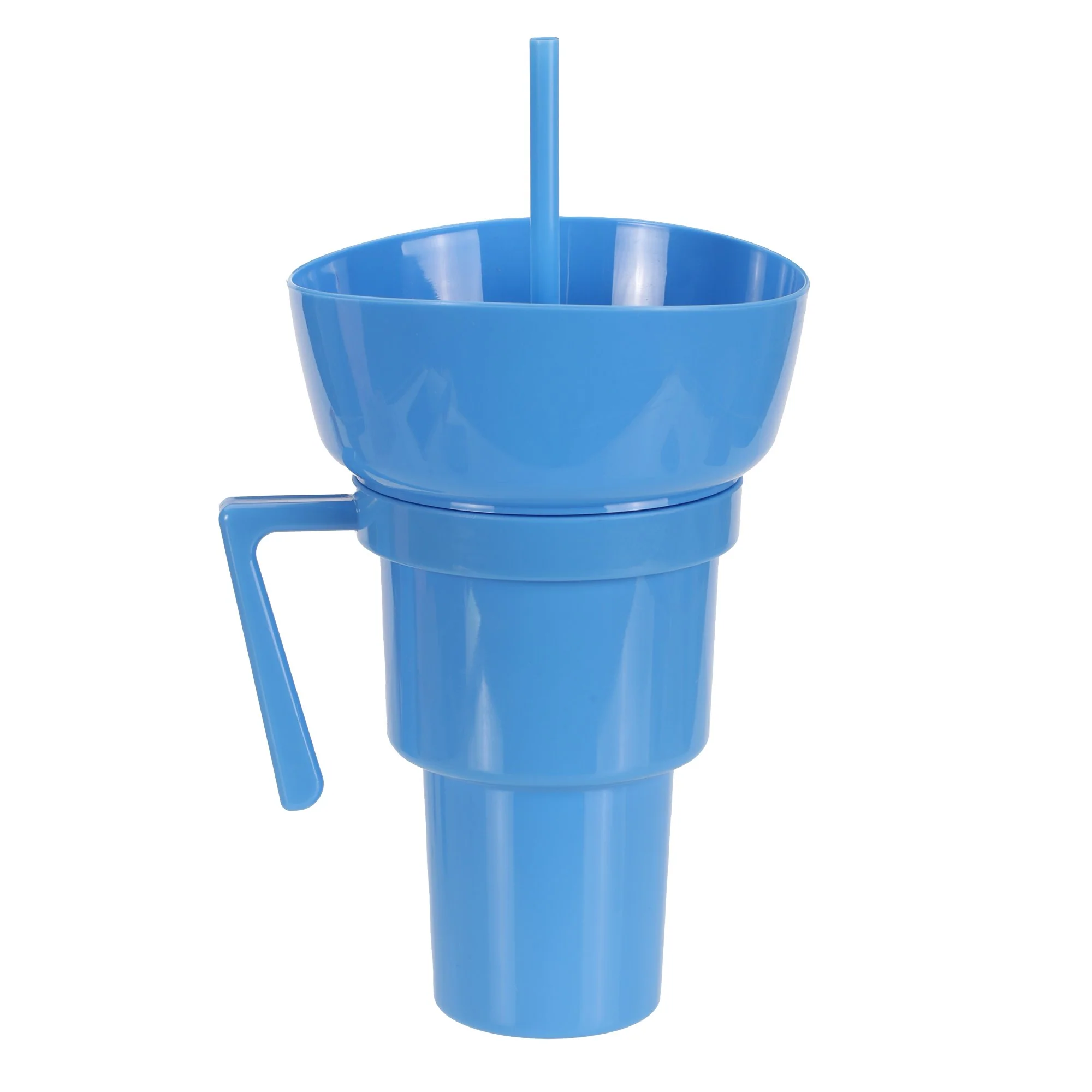 Gobelet en plastique avec paille et bol à collation 900ML - Bleu