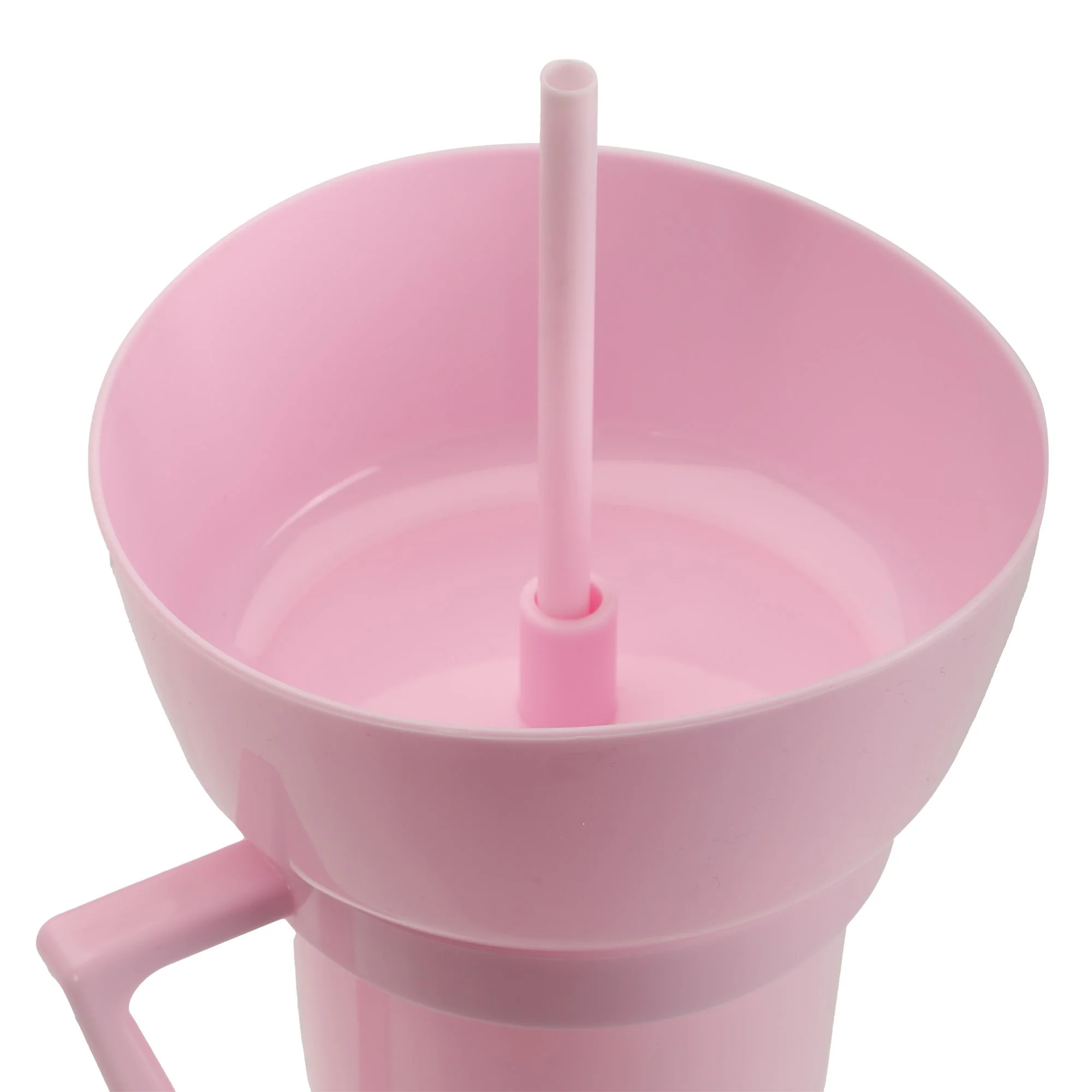 Gobelet en plastique avec paille et bol à collation 900ML - Rose clair - Image 2