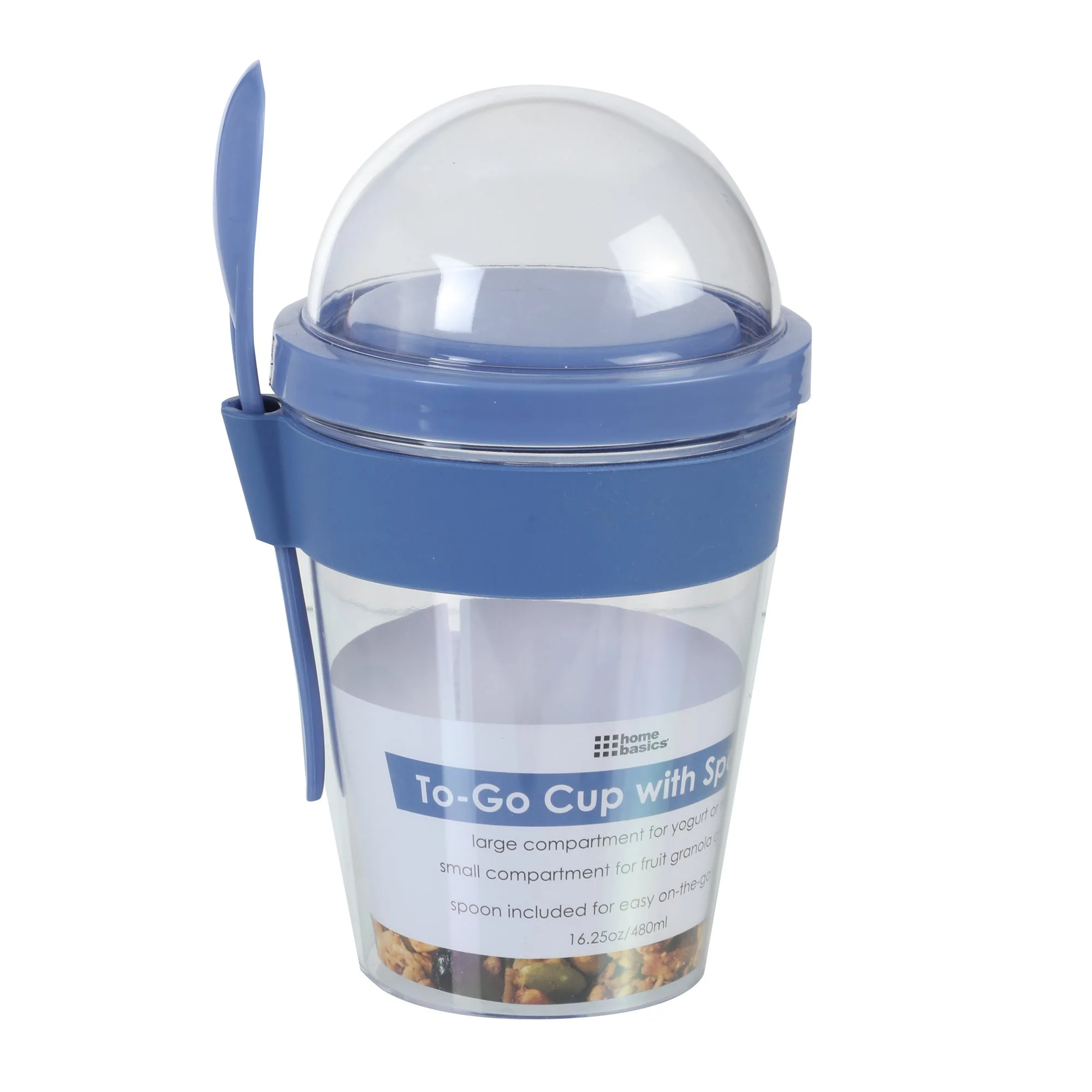 Gobelet transportable + compartiment + cuillère  - Gris - Image 2