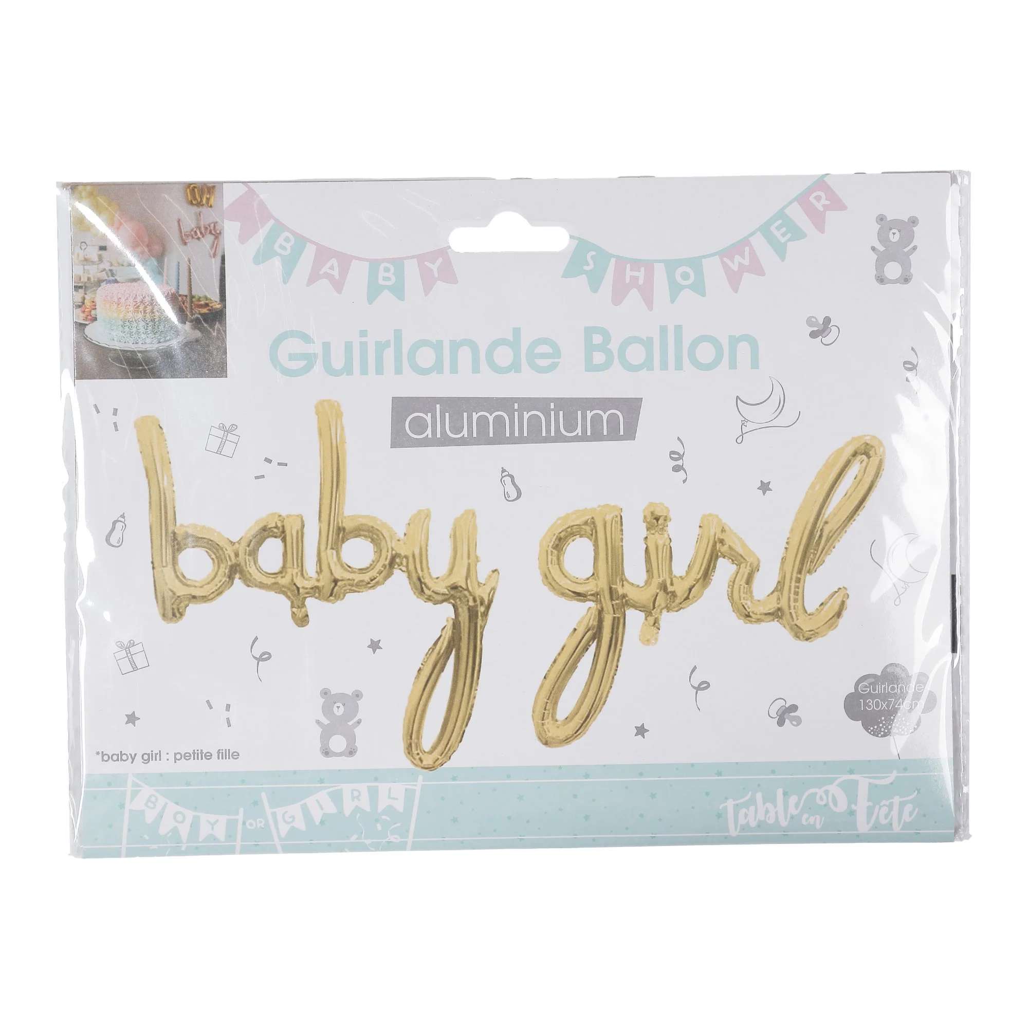 Guirlande ballon aluminium baby girl/boy  - Rose - Image 2