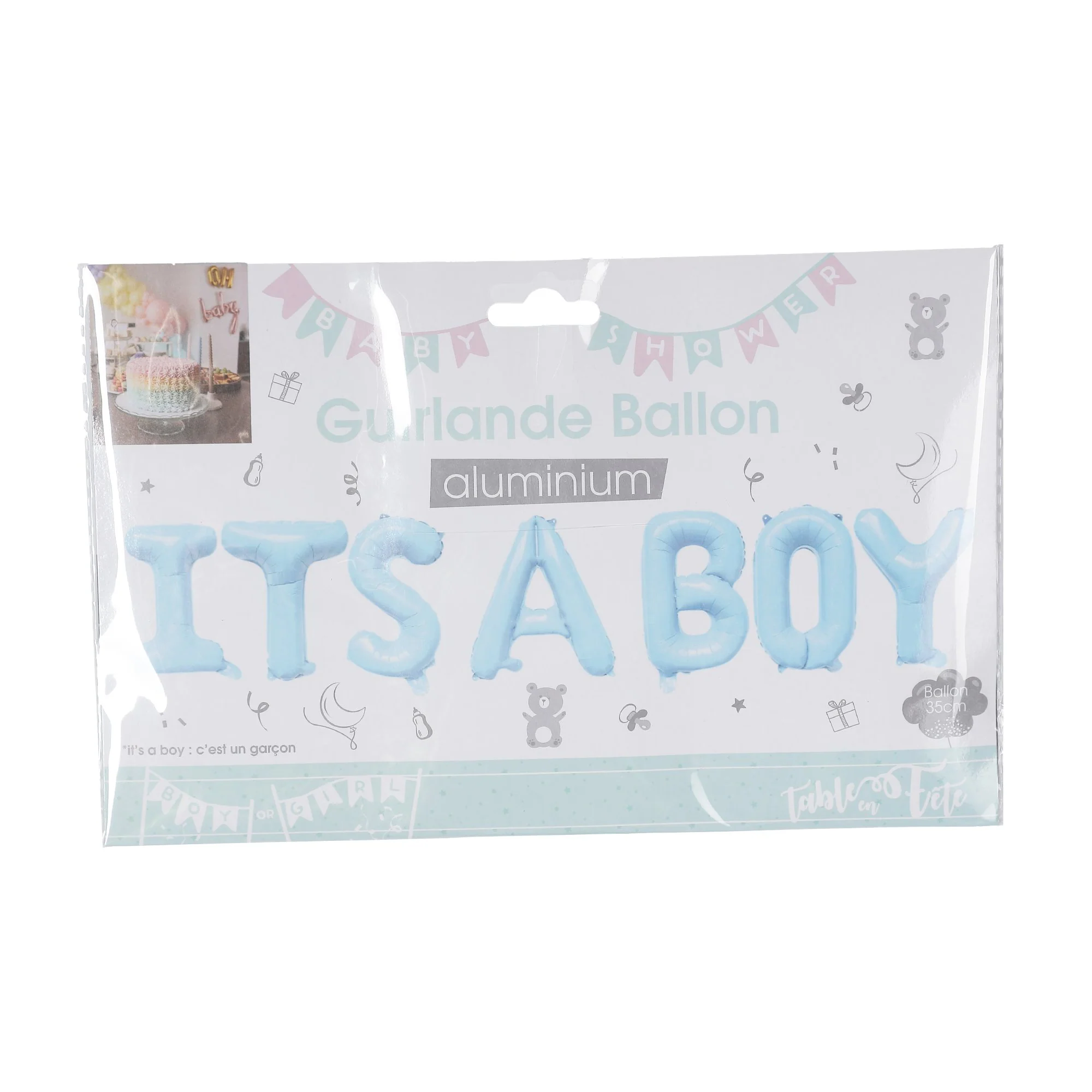 Guirlande ballon aluminium its a girl/boy  - Bleu