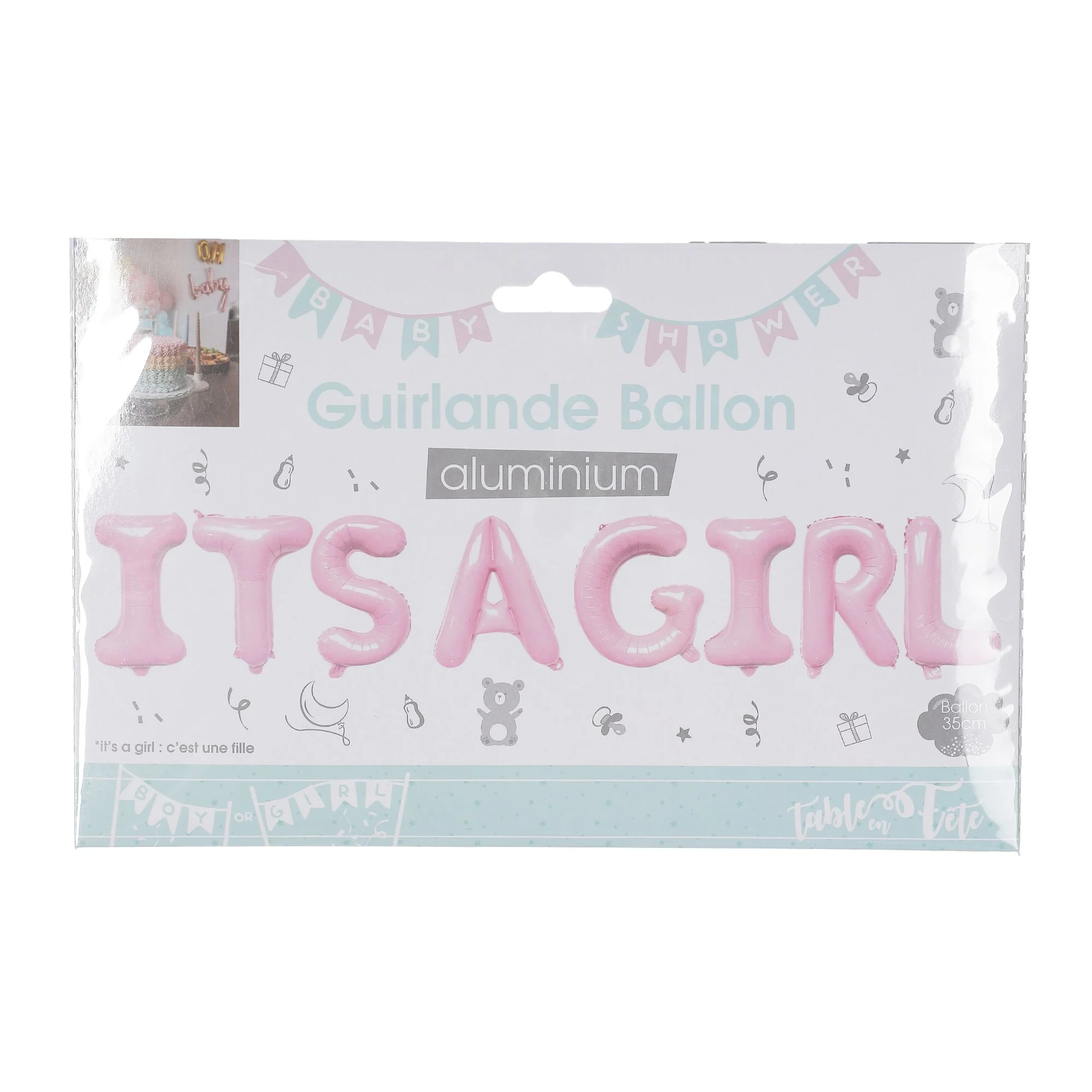 Guirlande ballon aluminium its a girl/boy  - Rose