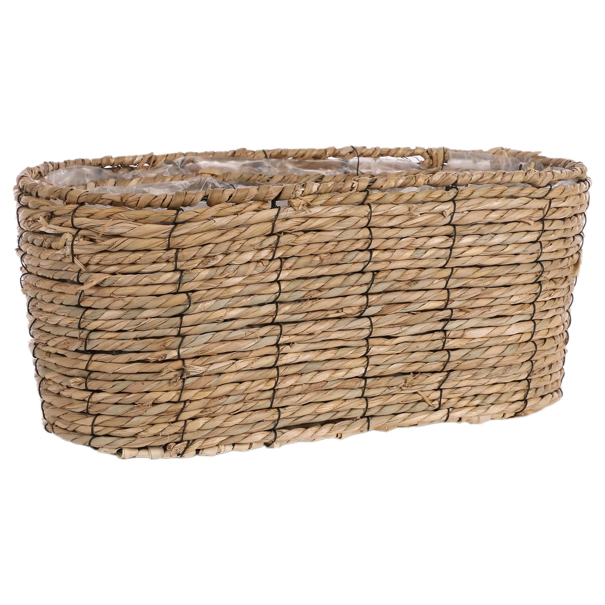 Jardinière ovale en jonc 50x24x21 cm
