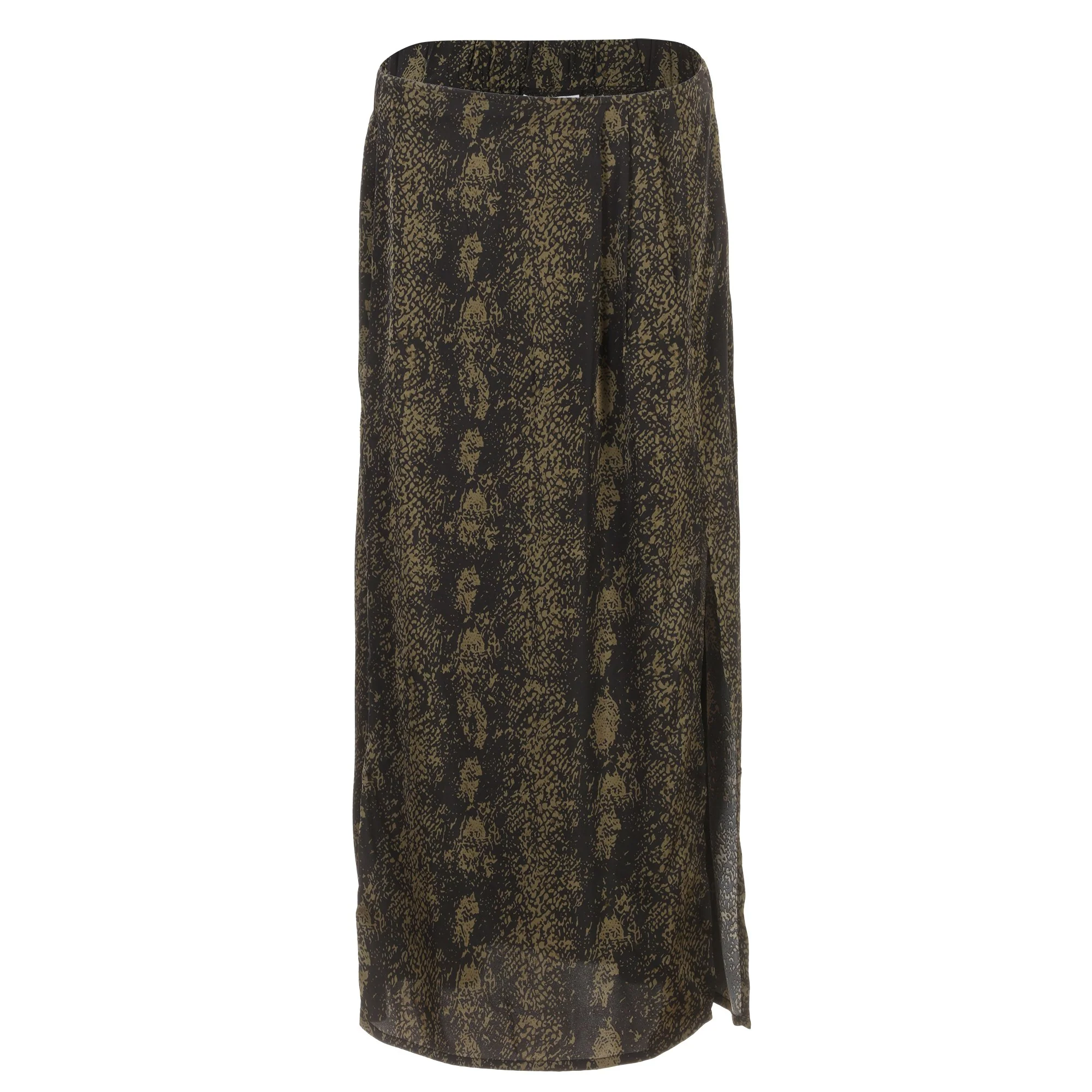 Jupe longue en satin  - Kaki