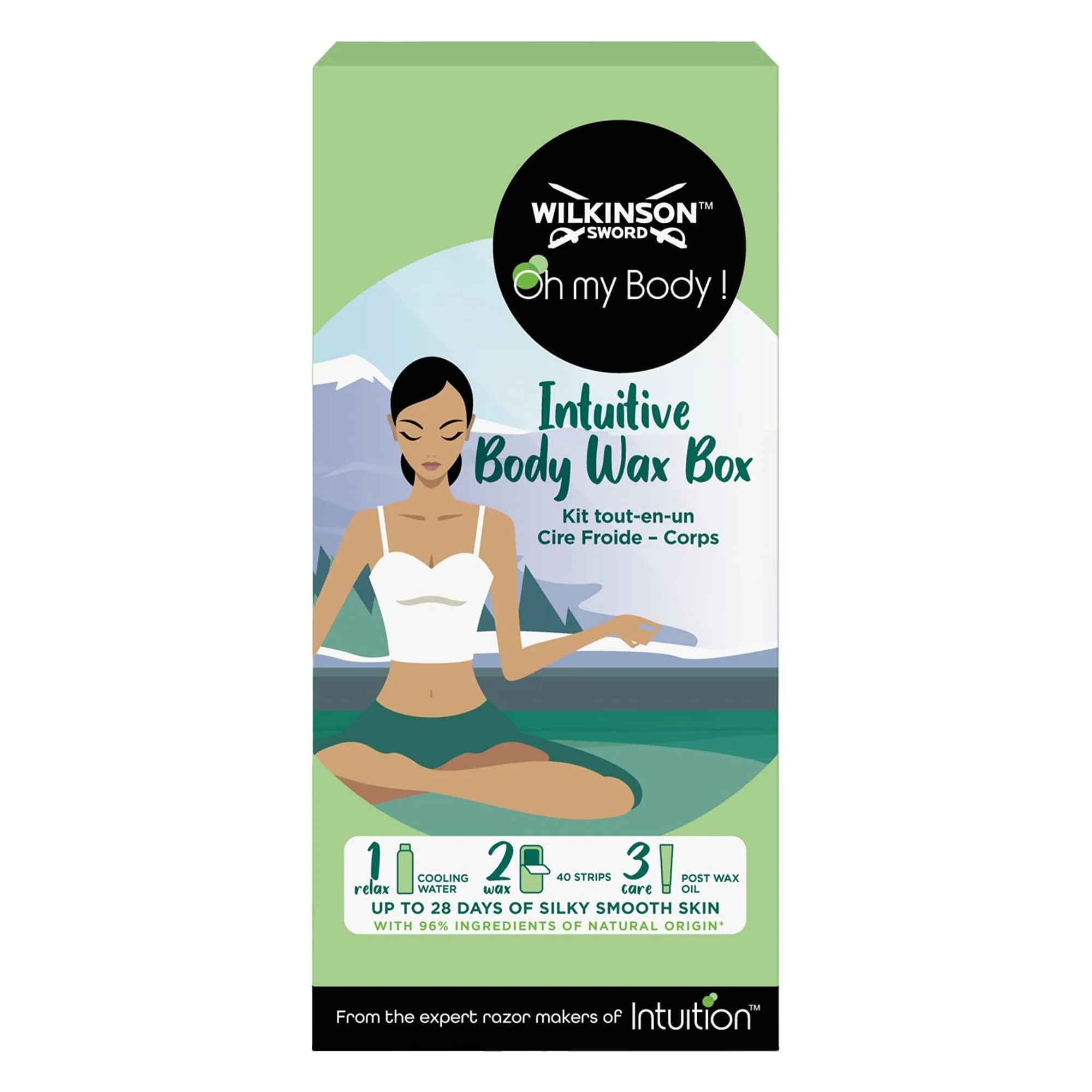 KIT CIRE FROIDE CORPS:EAU RAFRAICHISSANTE+40BANDES+HUILEPOSTEPILATOIRE