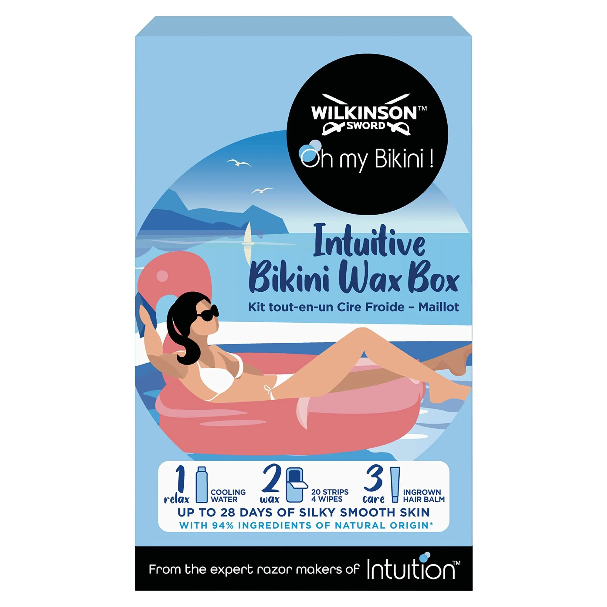 KIT CIRE FROIDE MAILLOT:EAU RAFRAICHISSANTE+20BANDES+BAUME DEPILATOIRE