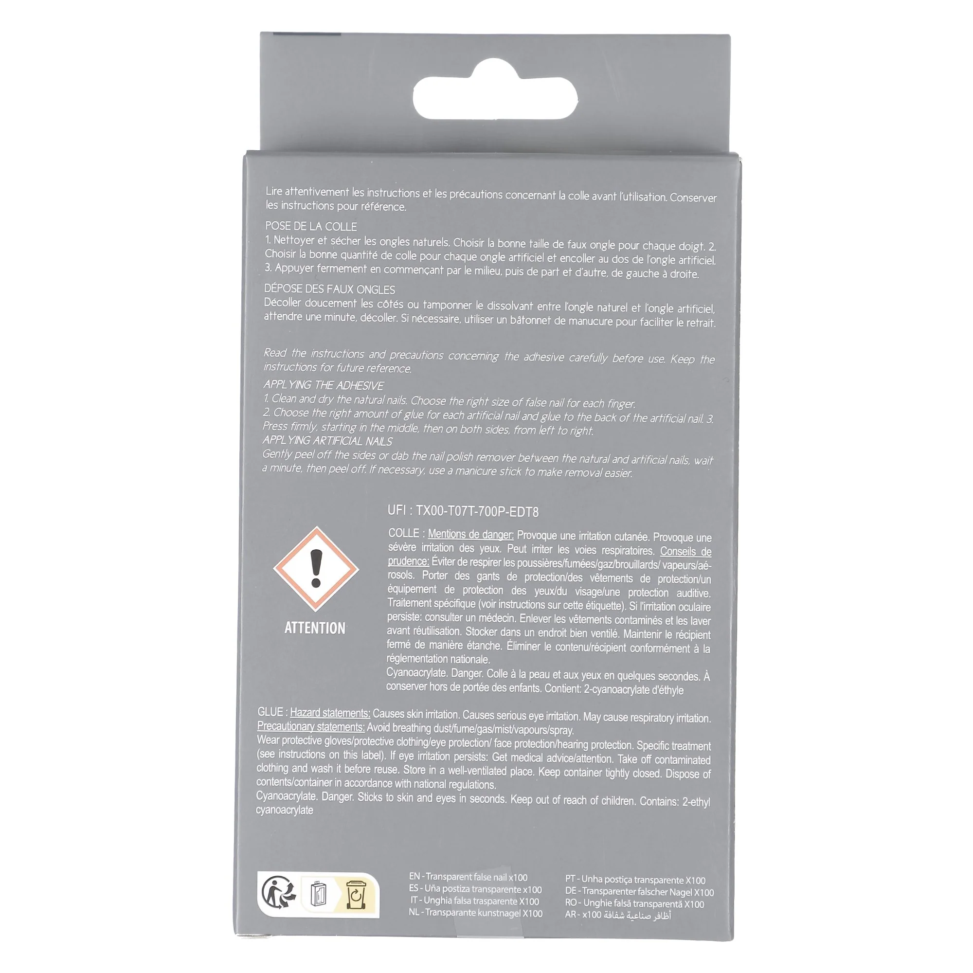 Kit de 100 faux ongles transparent - Image 2