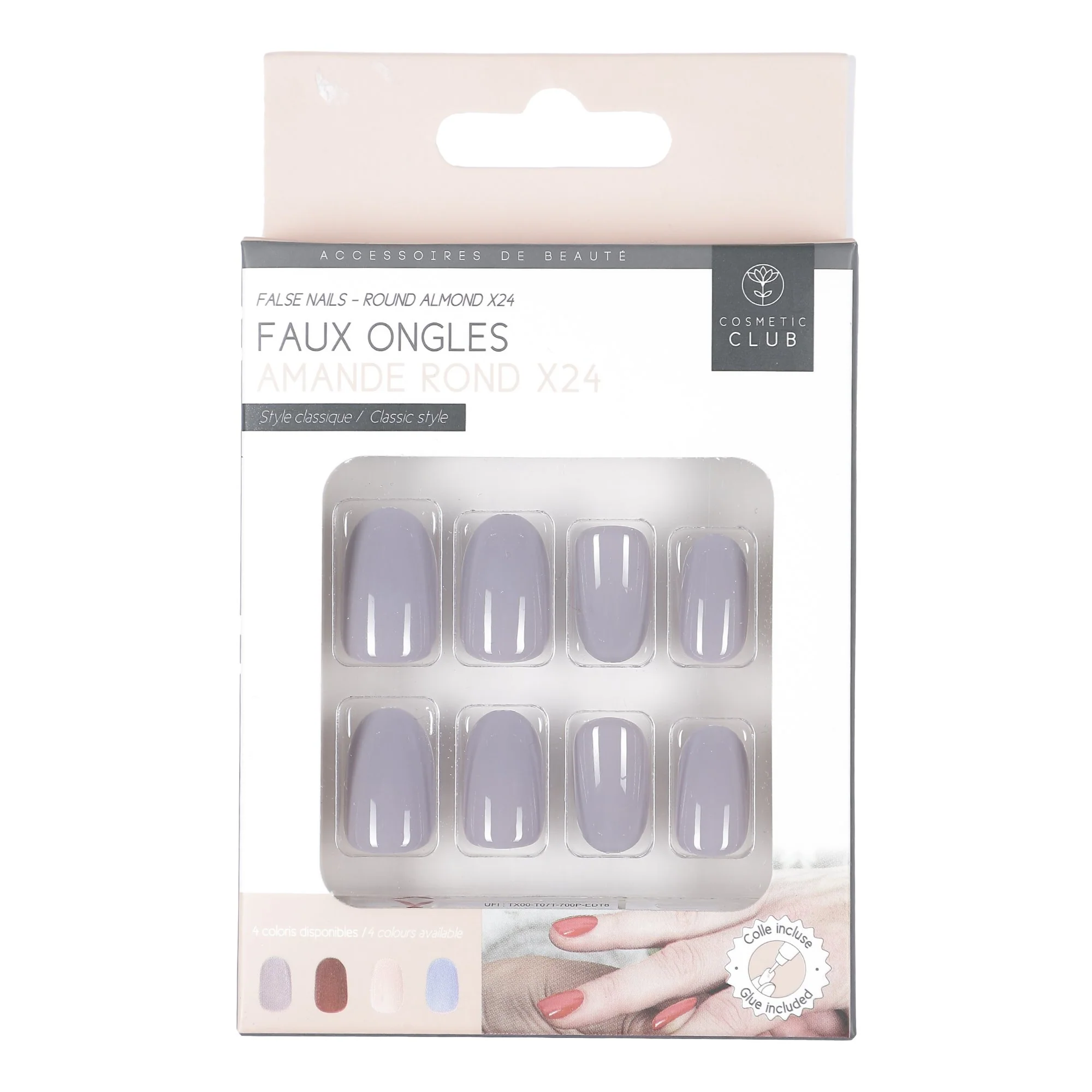 Kit de 24 faux ongles amande arrondi