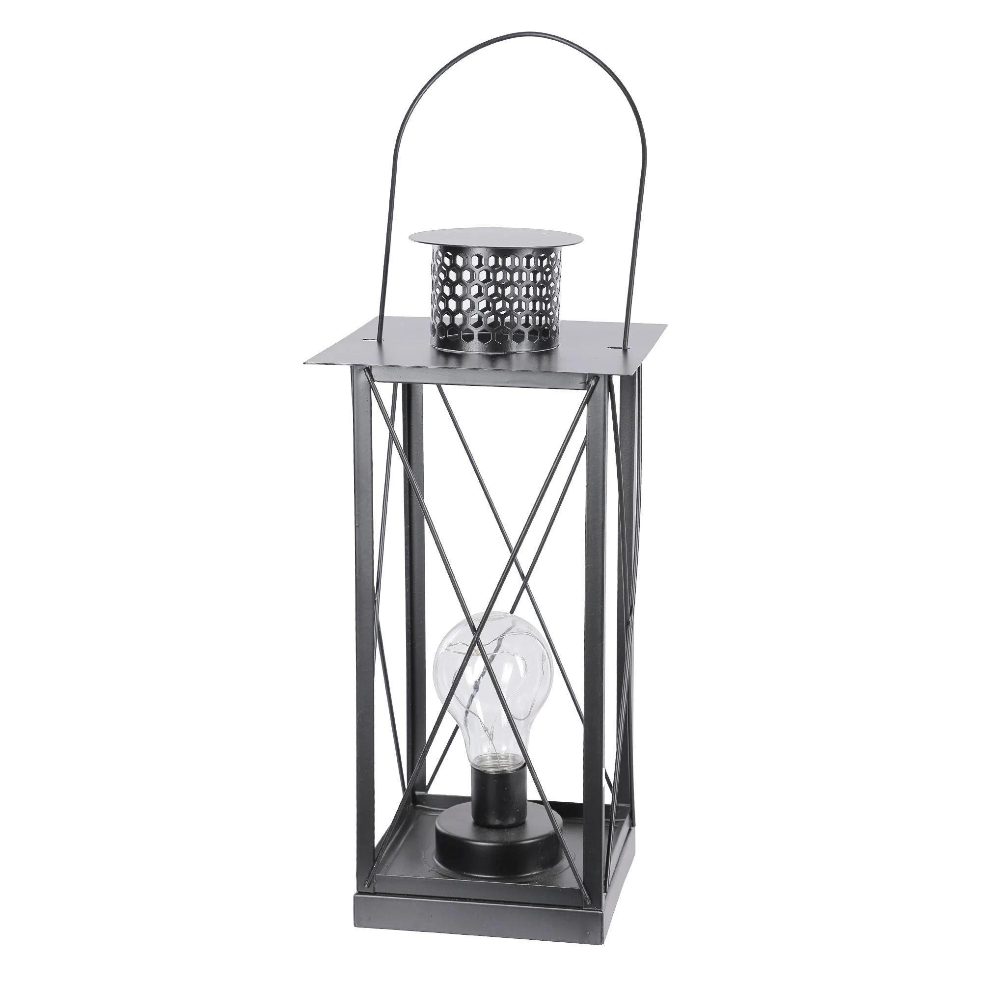 Lampe lanterne métal noir 8 Leds