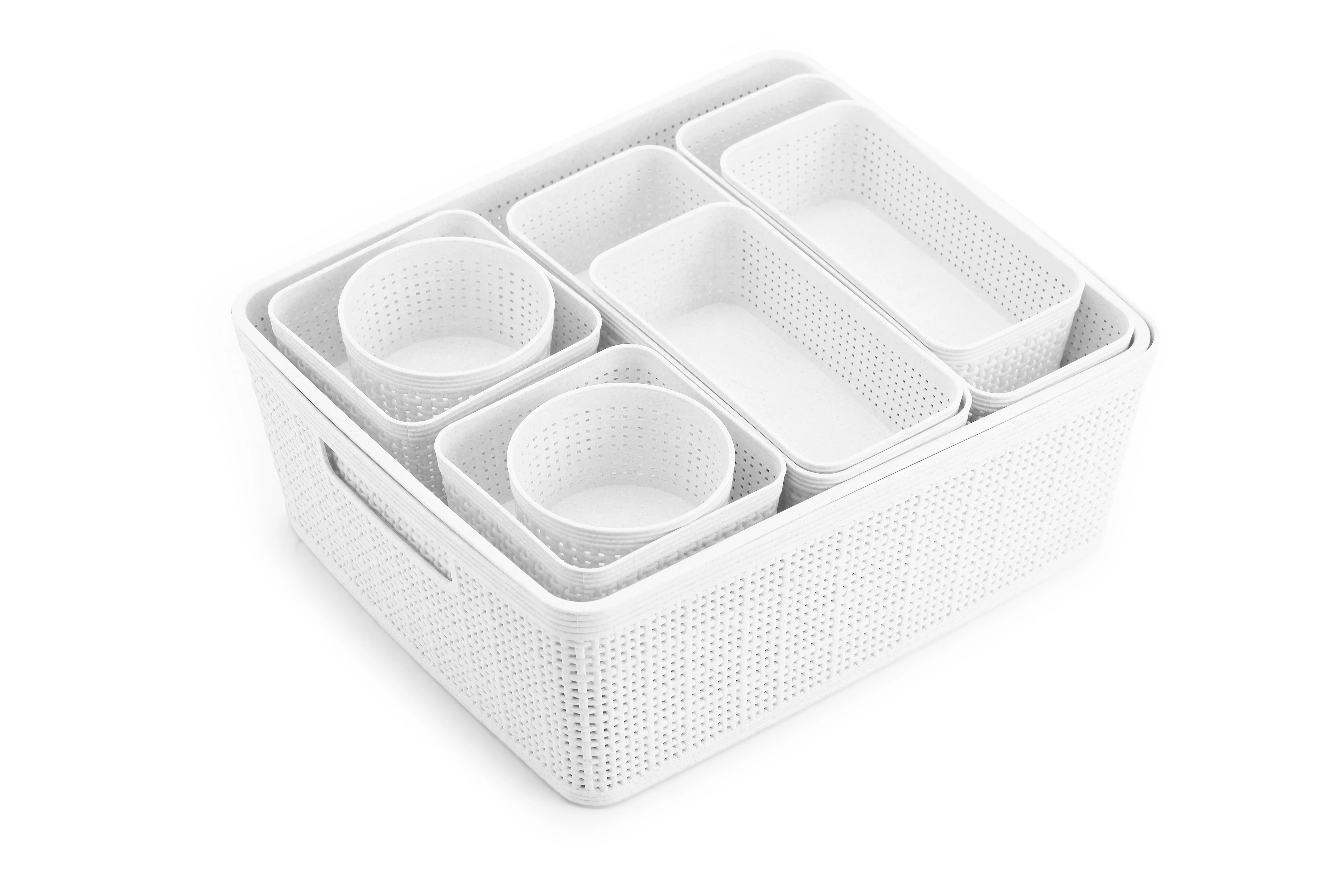 Lot de 10 paniers de rangement  - Blanc