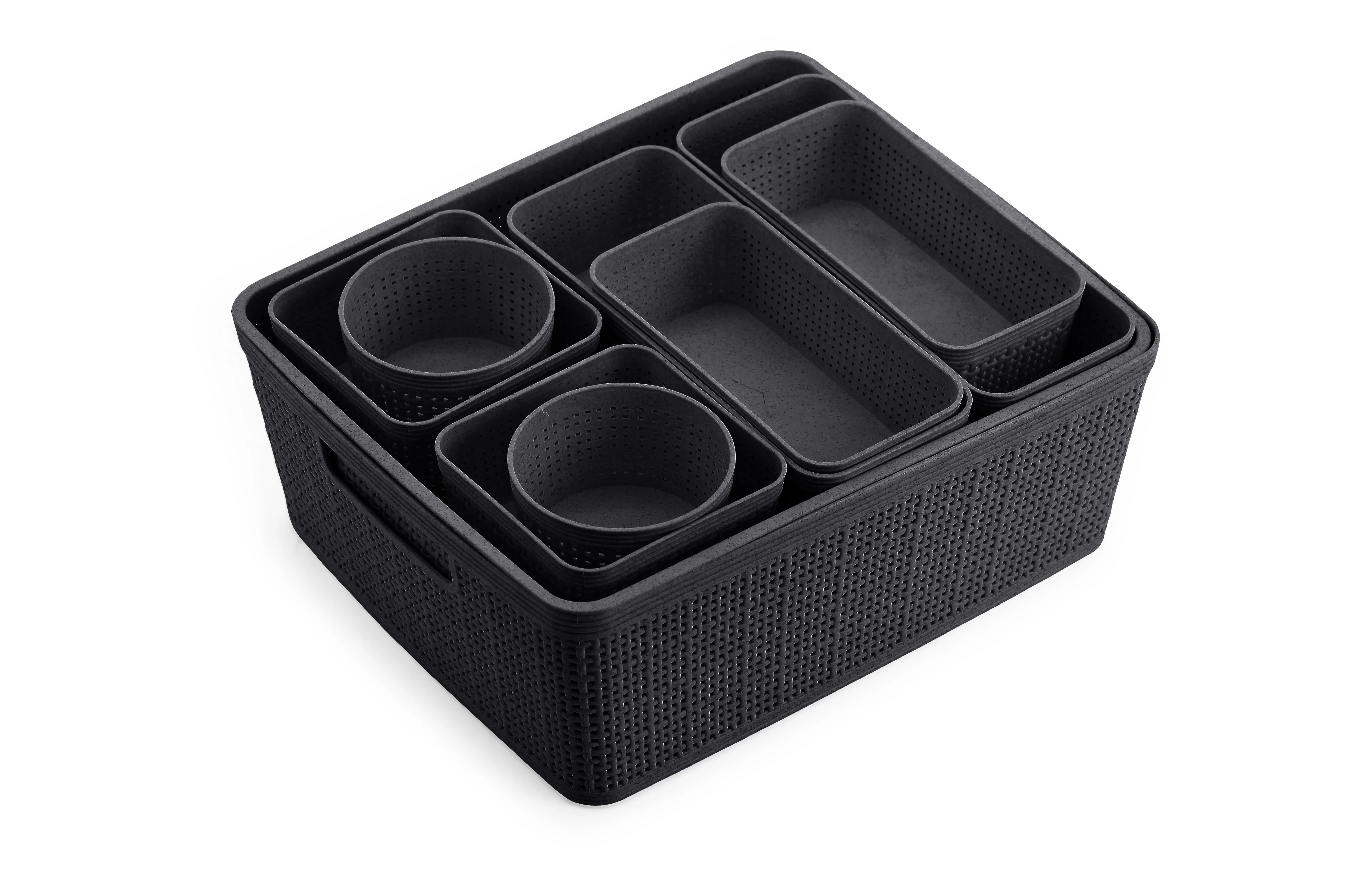 Lot de 10 paniers de rangement  - Noir