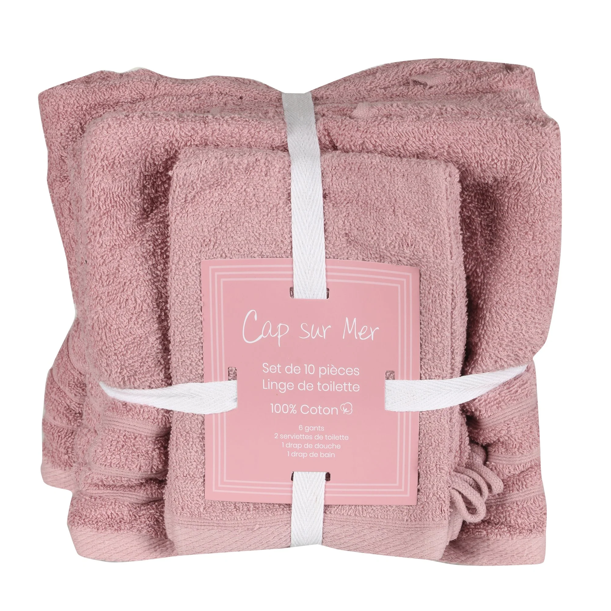 Lot de 10 pièces de bain bleu/rose - Rose