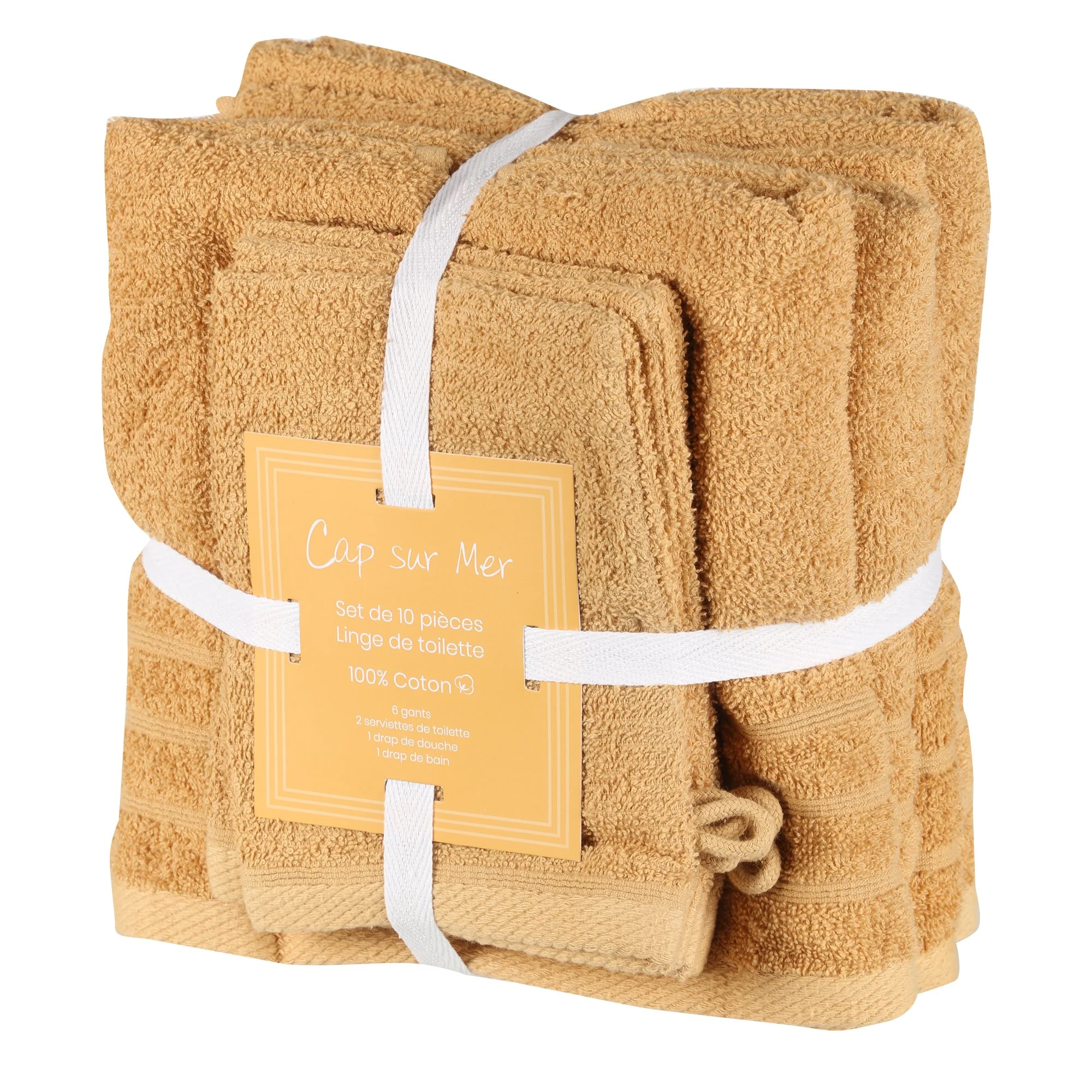 Lot de 10 pièces de bain ocre/vert - Jaune - Image 2