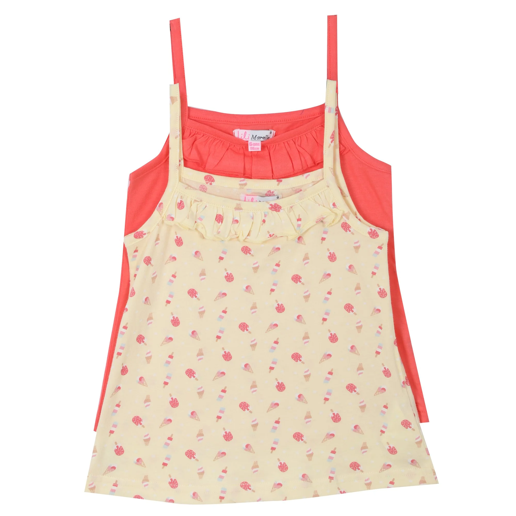 Lot de 2 débardeurs à volants 3/6 ans - Orange