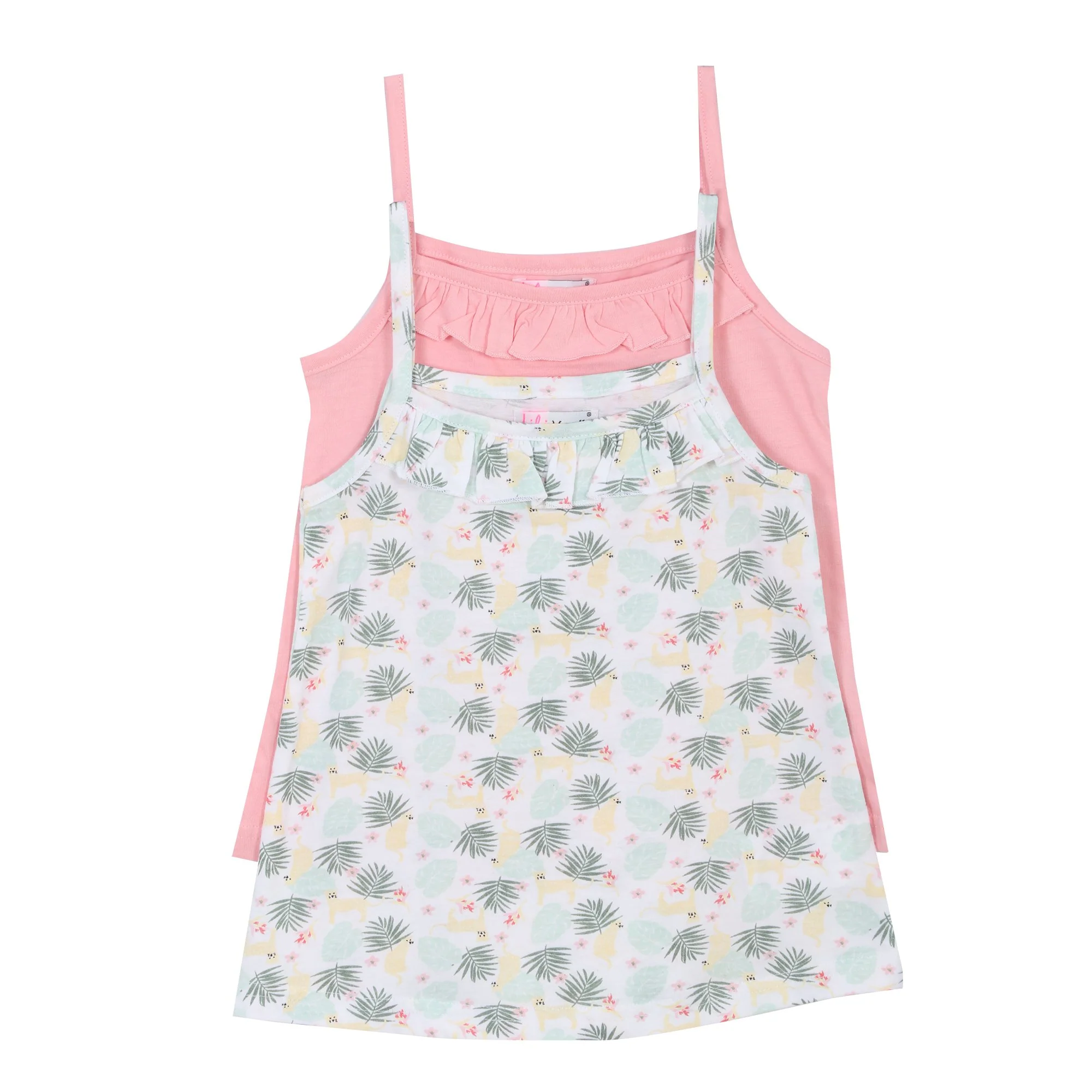 Lot de 2 débardeurs à volants 3/6 ans - Rose