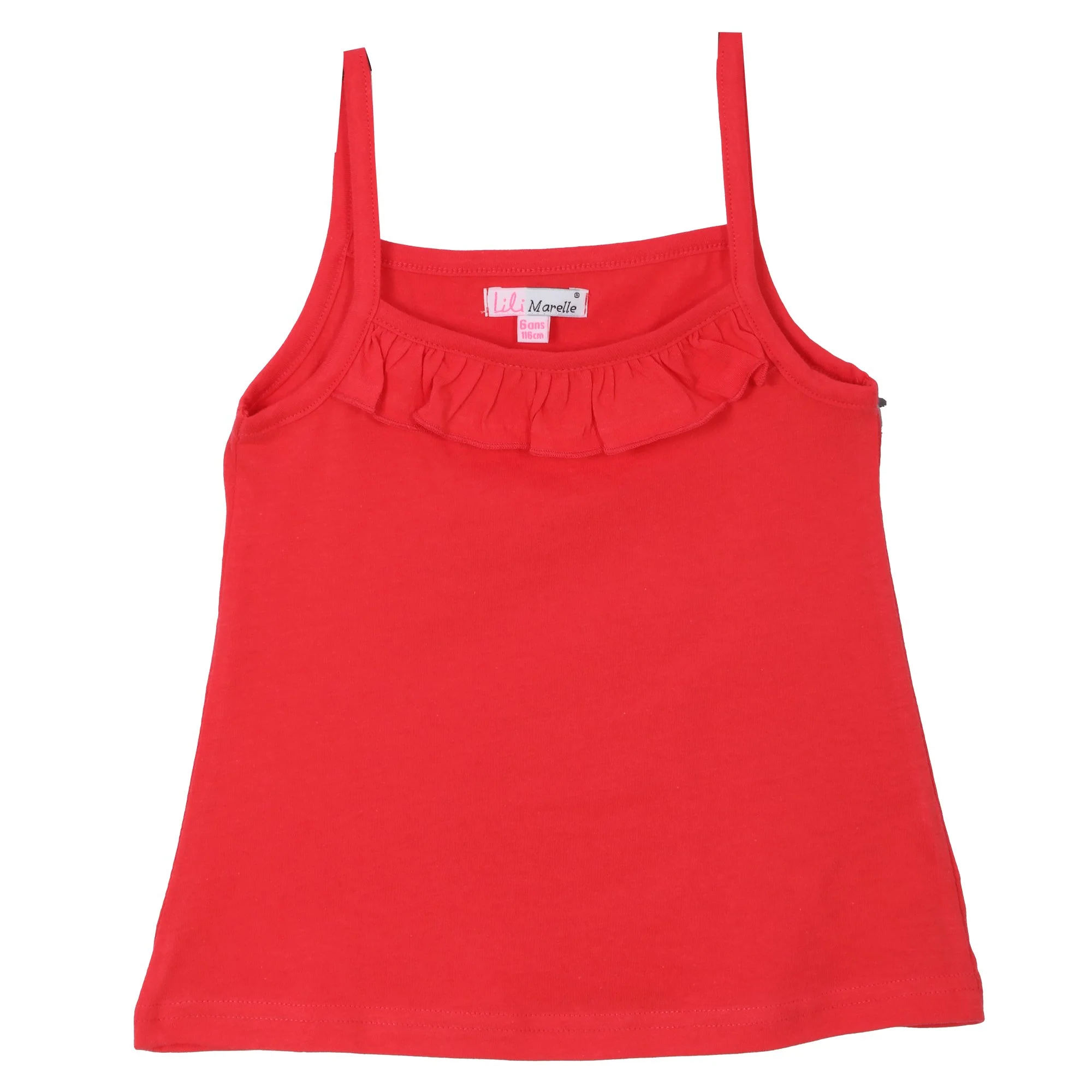 Lot de 2 débardeurs à volants 3/6 ans - Rouge - Image 5