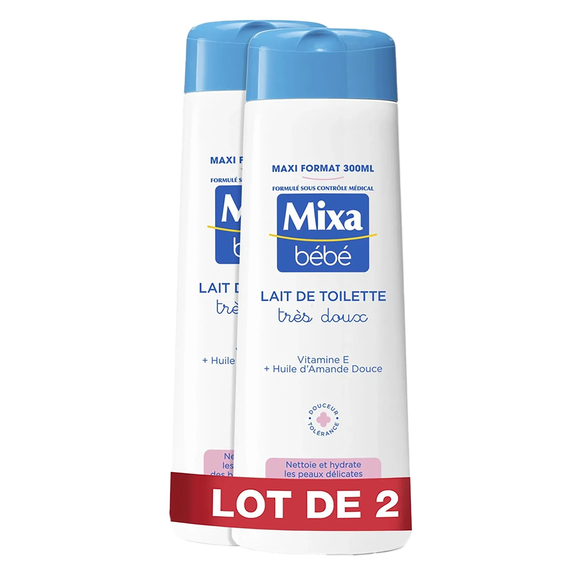 Lot de 2 laits de toilette vitamine E et huile d'amande douce