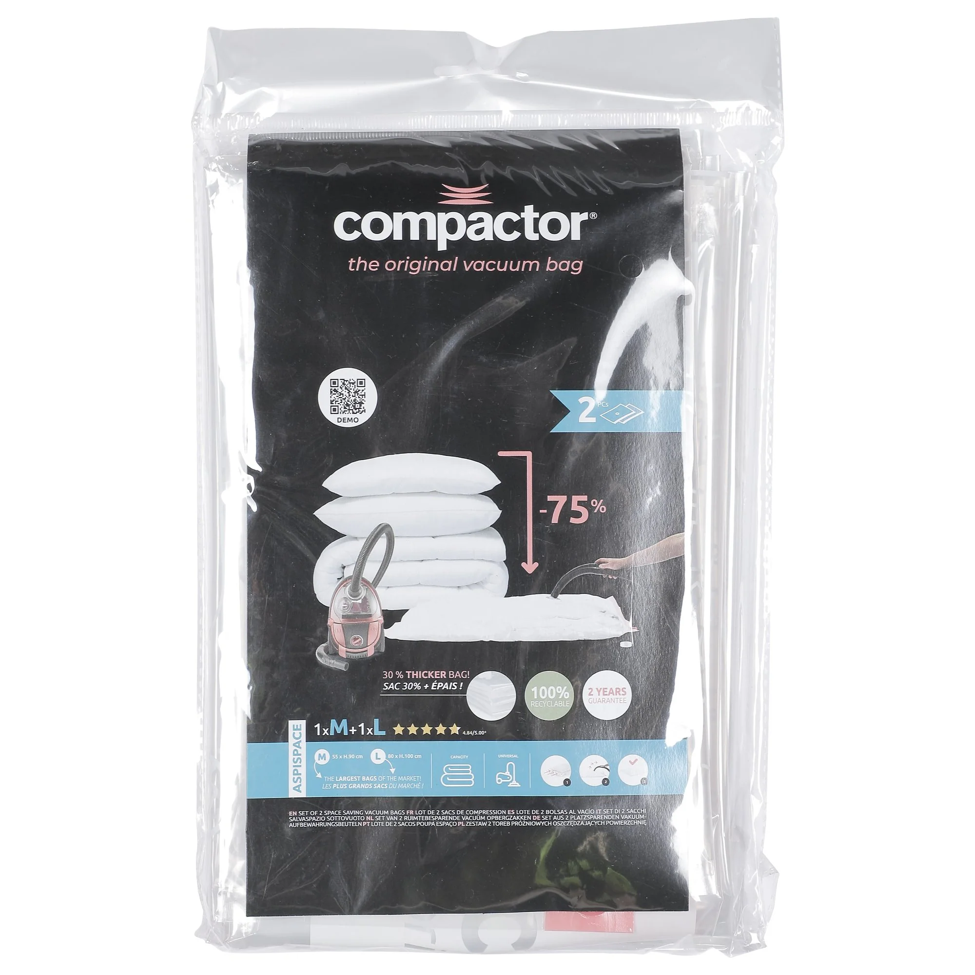 Lot de 2 sacs de rangement sous vide Taille M+L