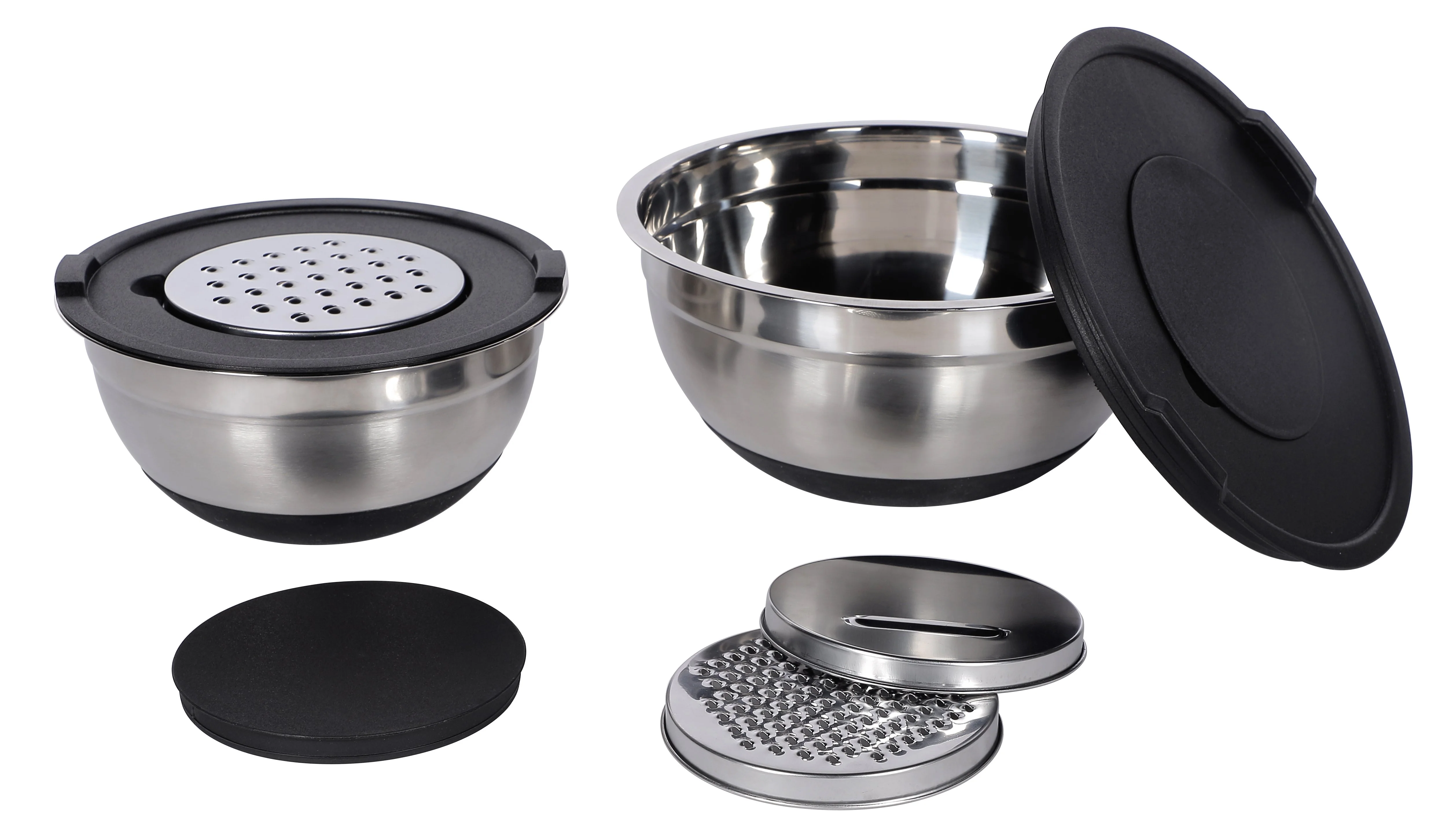 Lot de 2 saladiers 19cm et 23cm avec râpes et couvercles