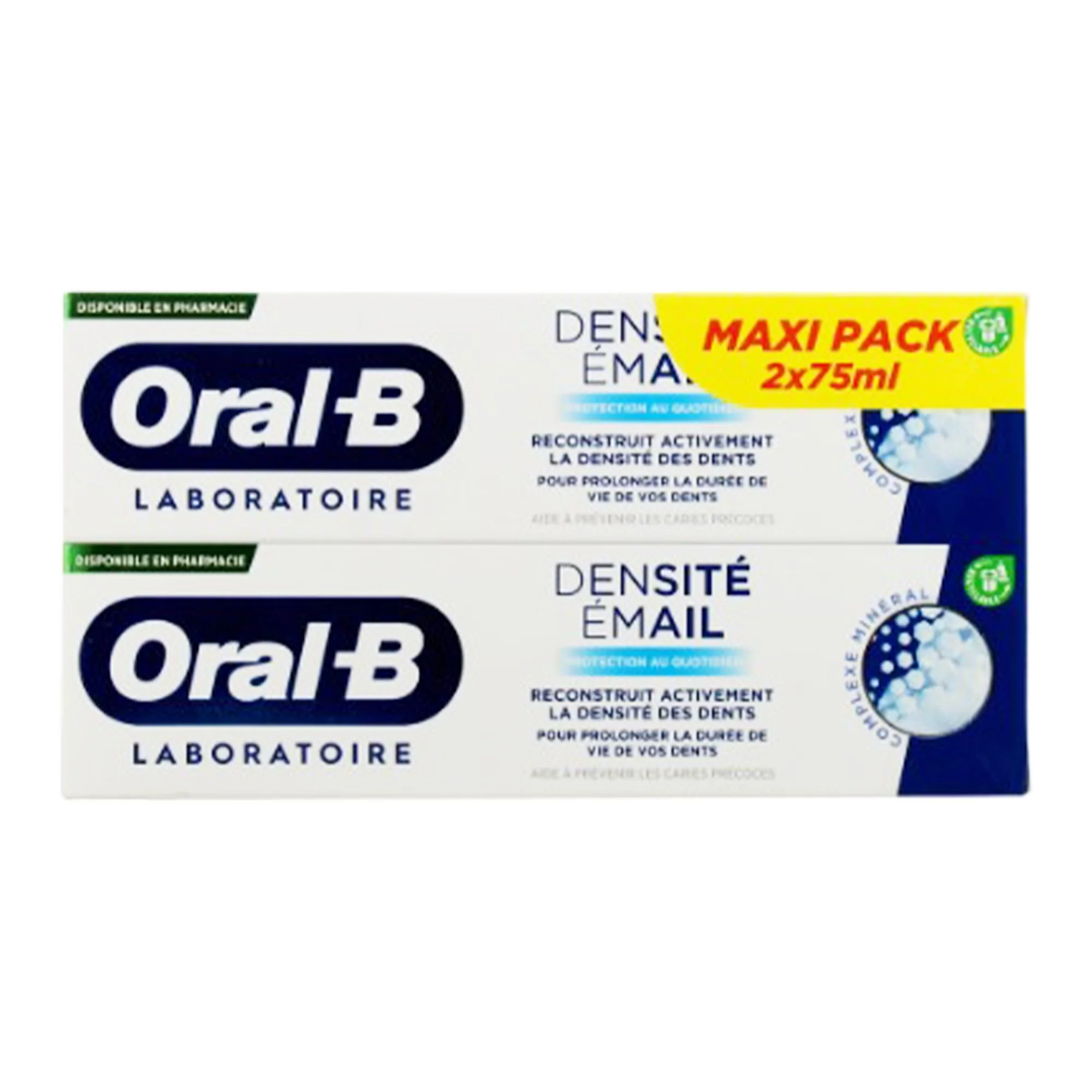 Lot de 2 tubes de dentifrice densité email