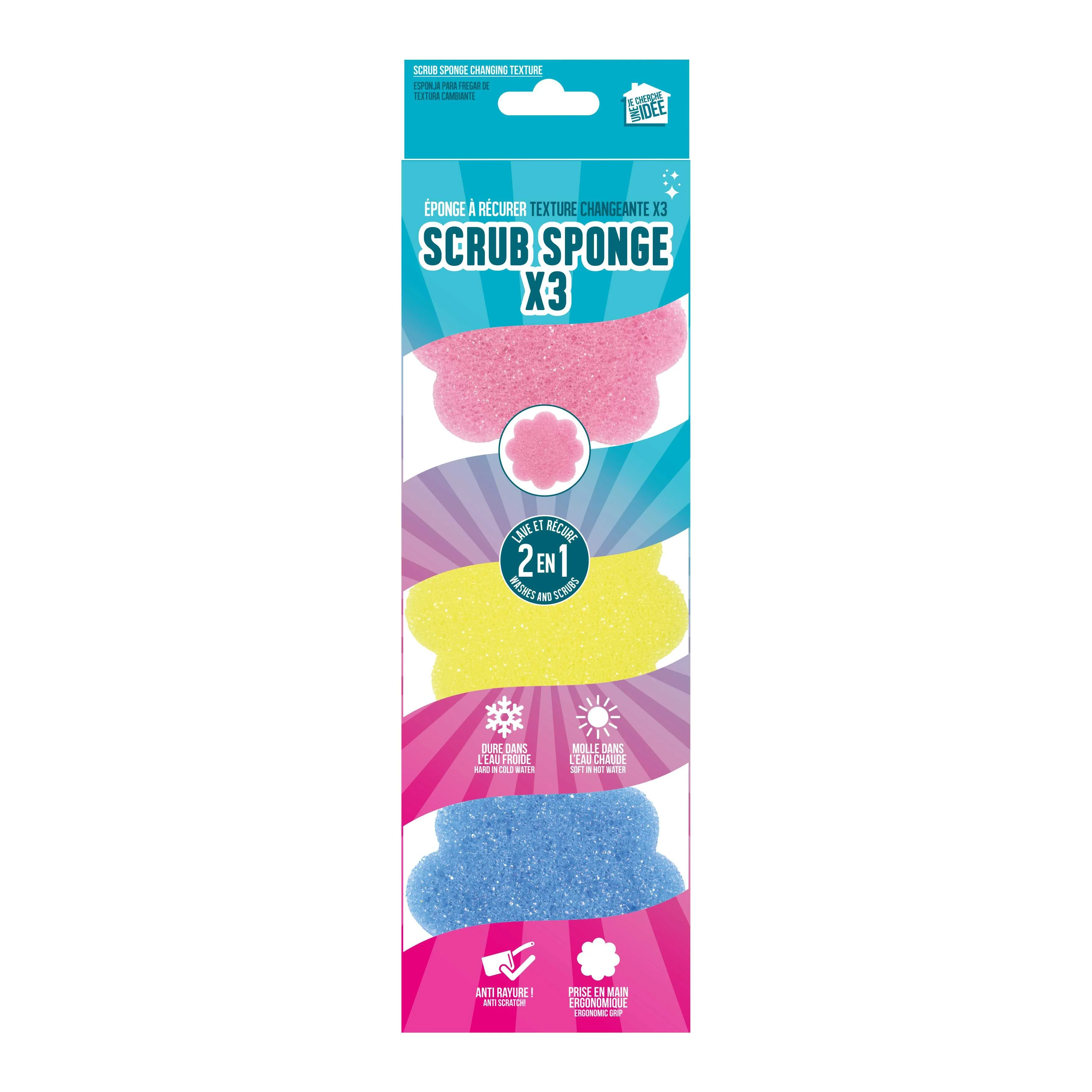 Lot de 3 éponge scrub fleur - Image 4