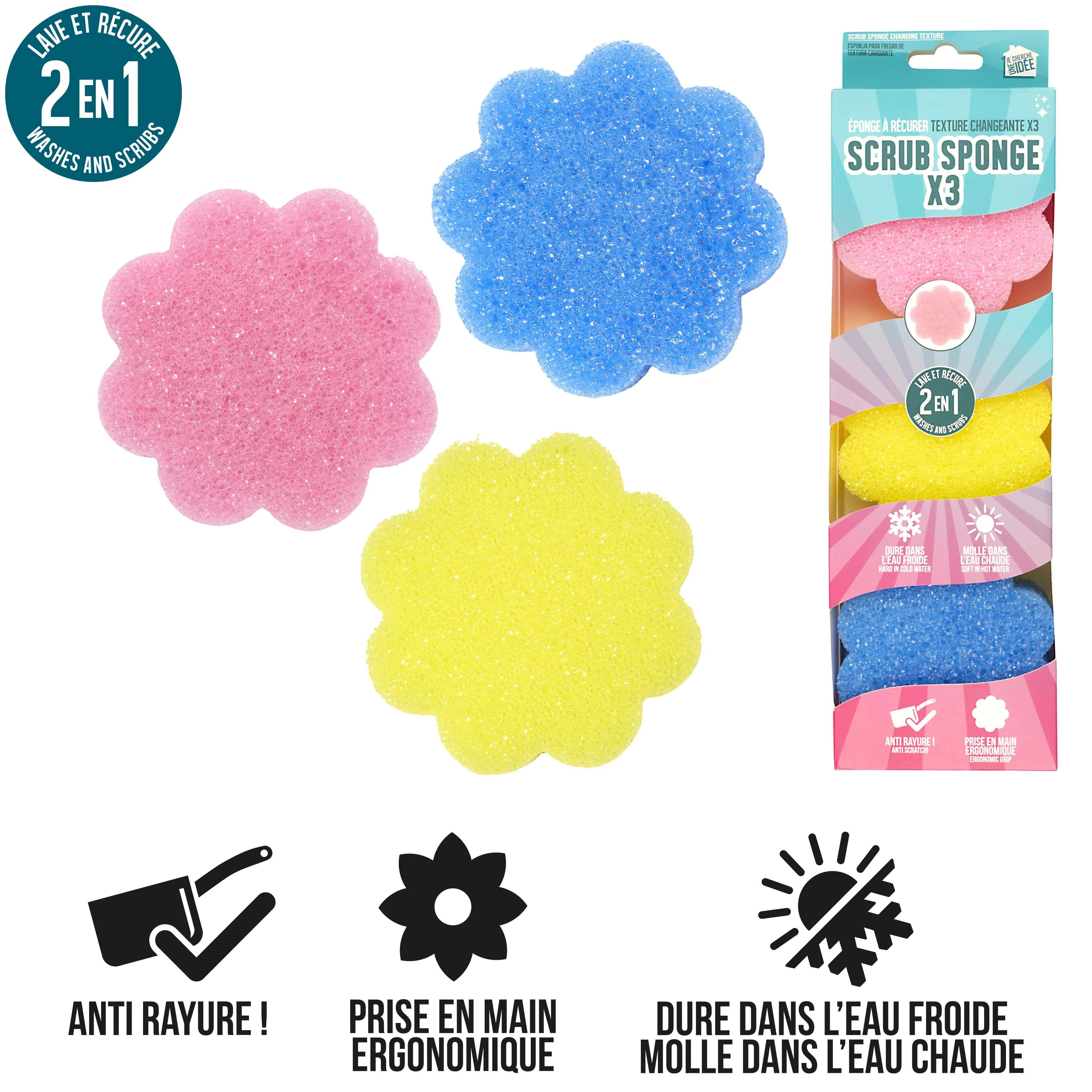 Lot de 3 éponge scrub fleur - Image 5
