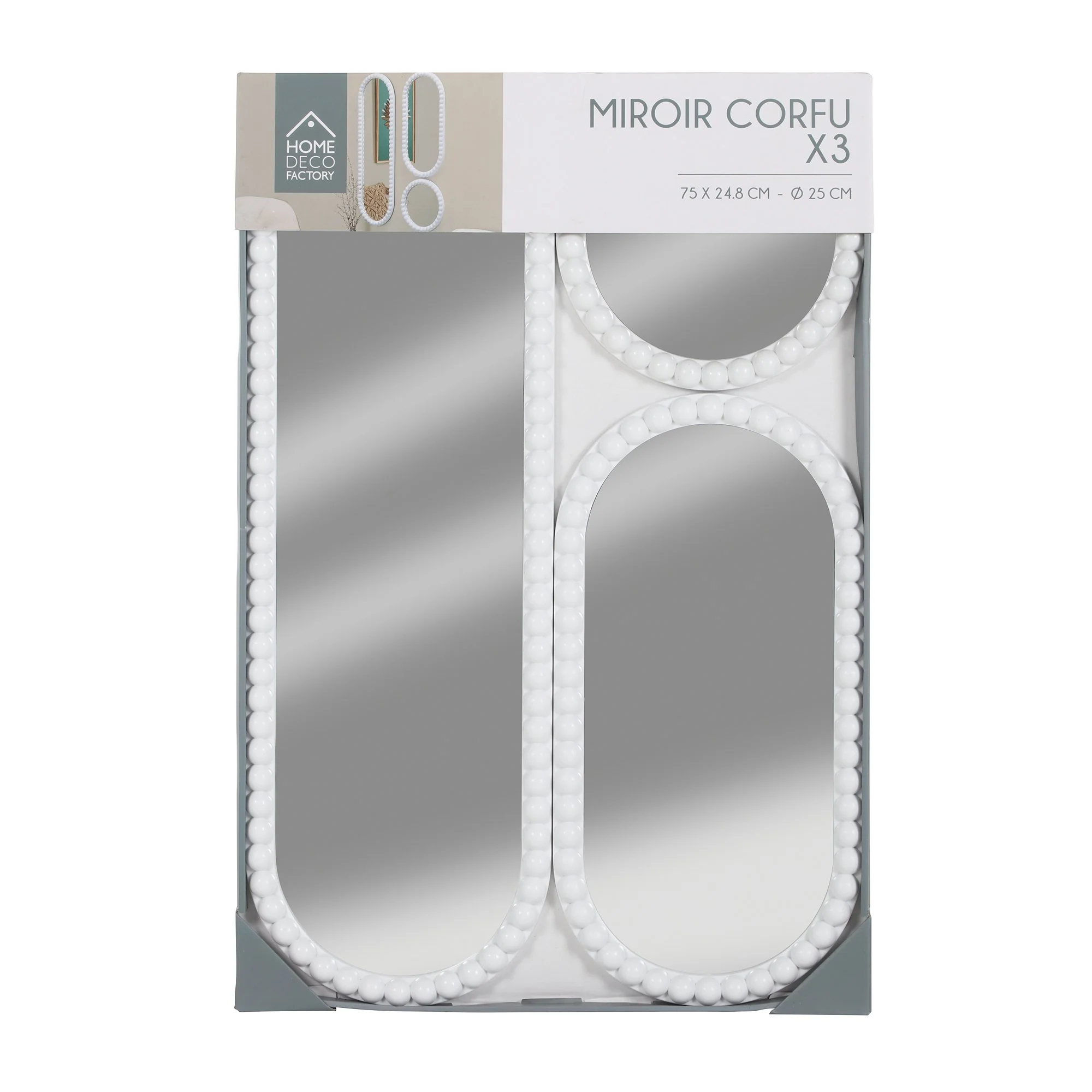 Lot de 3 miroirs Corfu blancs