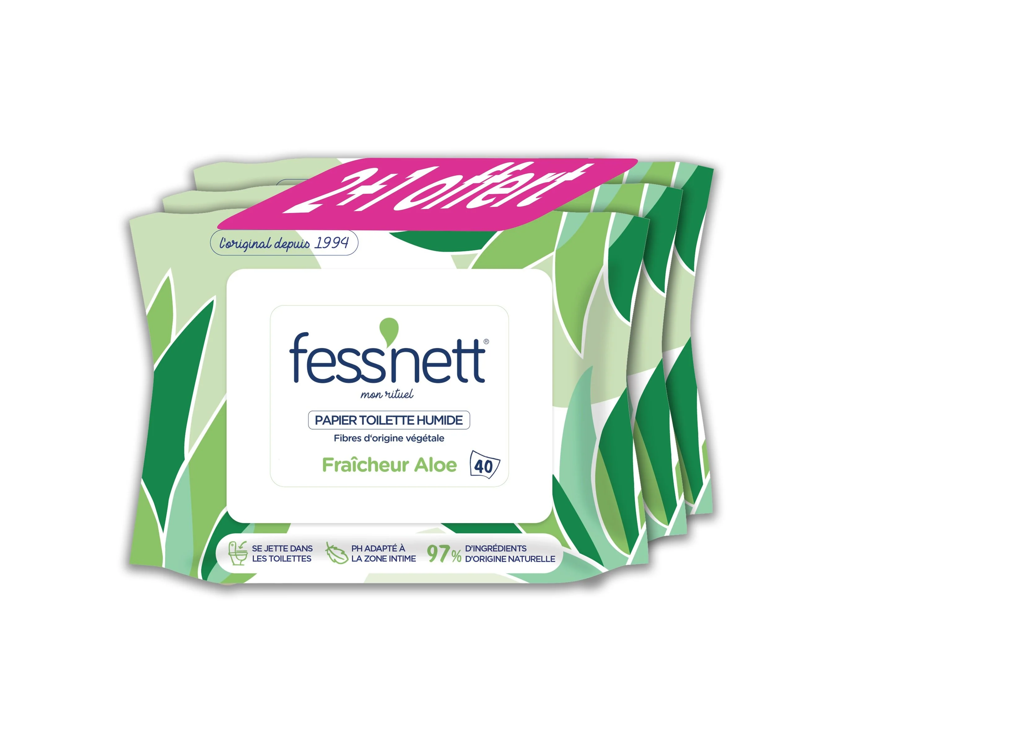 Lot de 3 packs de lingettes papier toilette humide fraicheur
