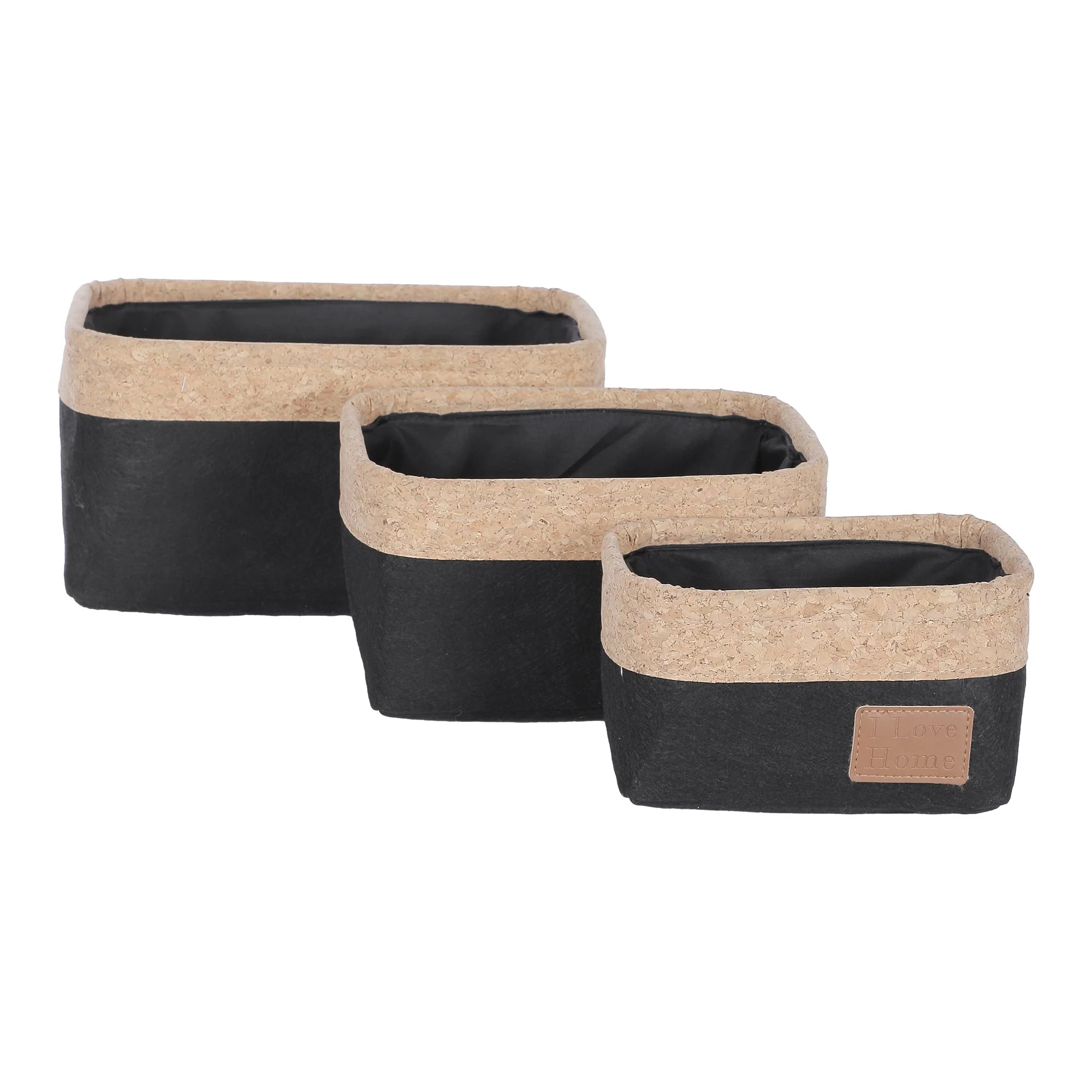 Lot de 3 paniers de rangement rectangulaires