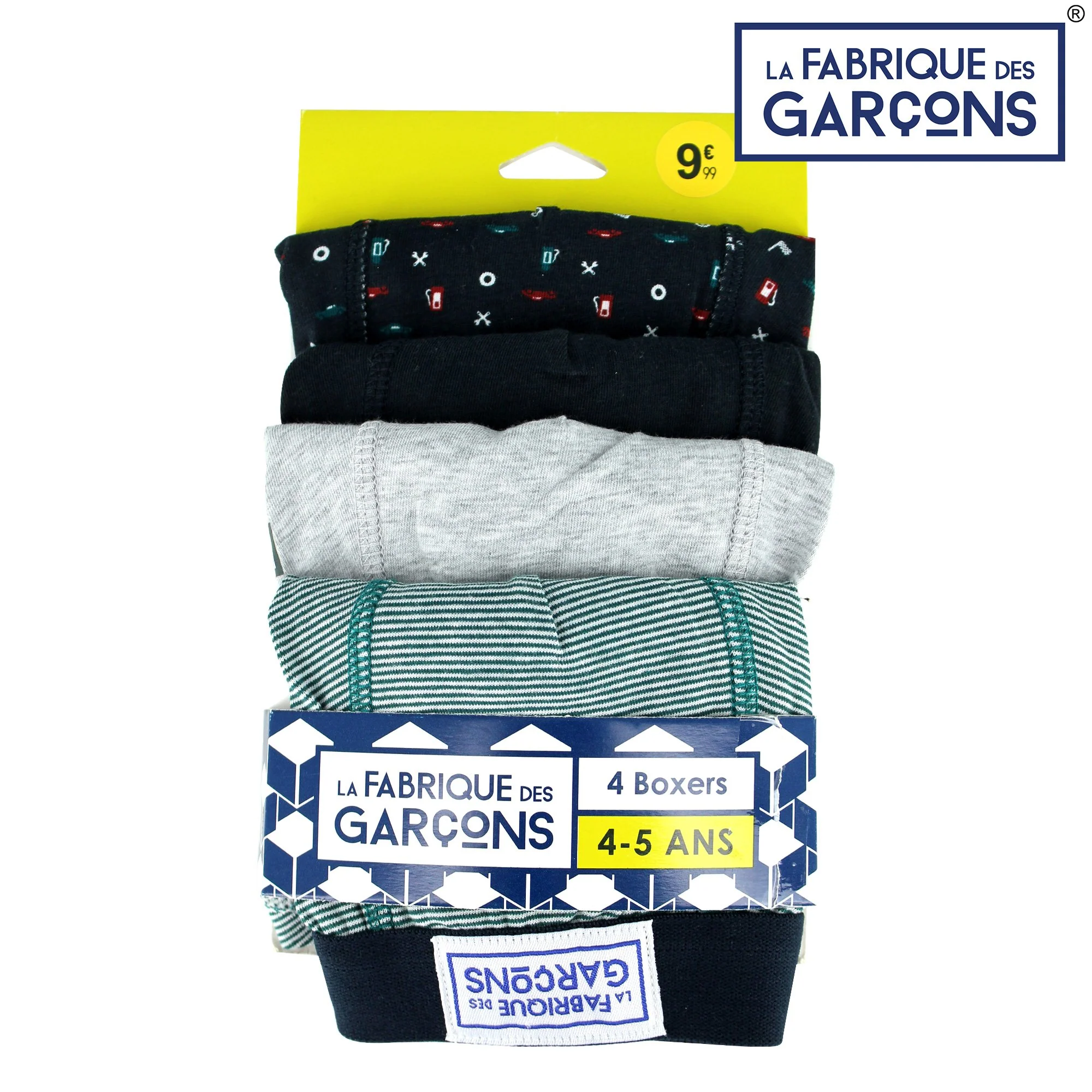 LOT DE 4 BOXERS EN COTON FANTAISIE - LA FABRIQUE DES GARCONS