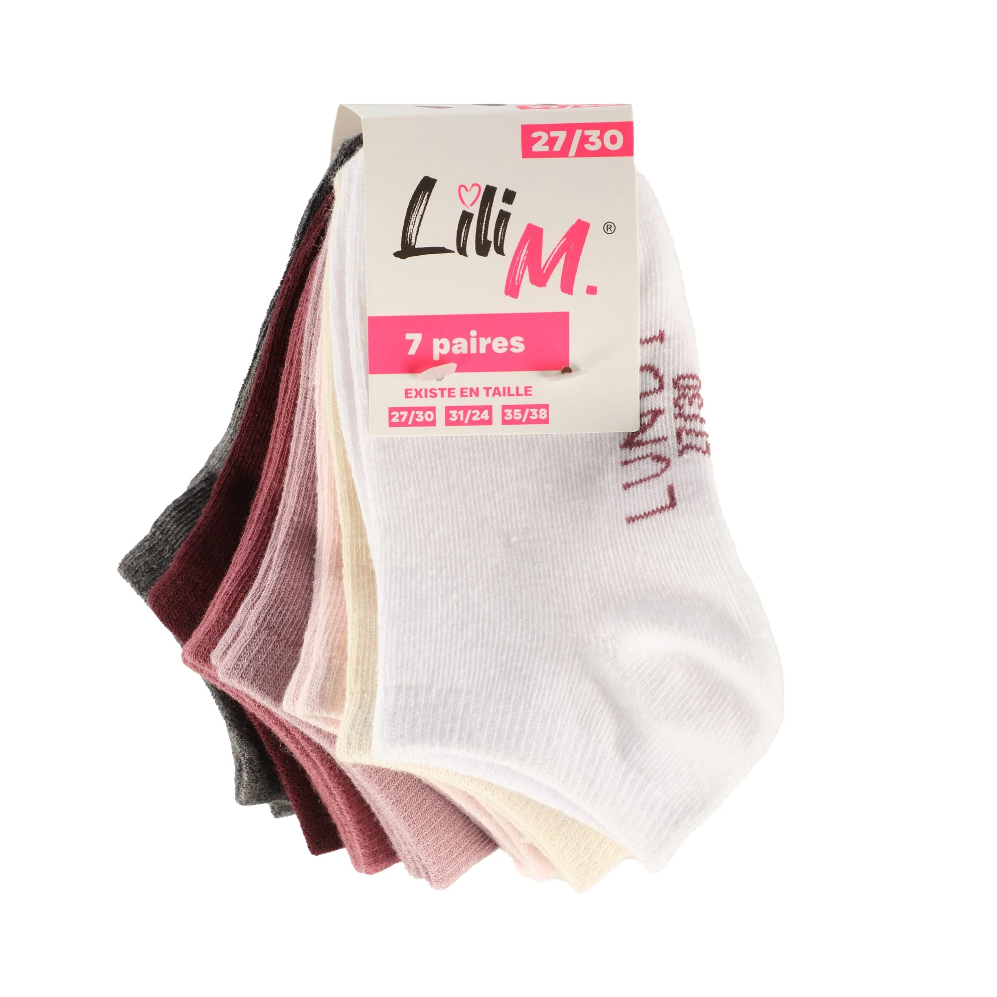 Lot de 7 paires de chaussettes courtes 27/38 - Multicolore