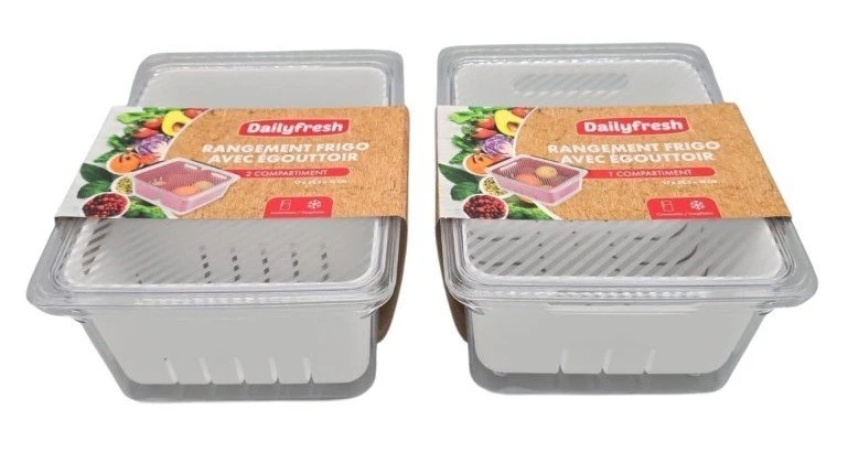 Lot de bacs de rangement égouttoir