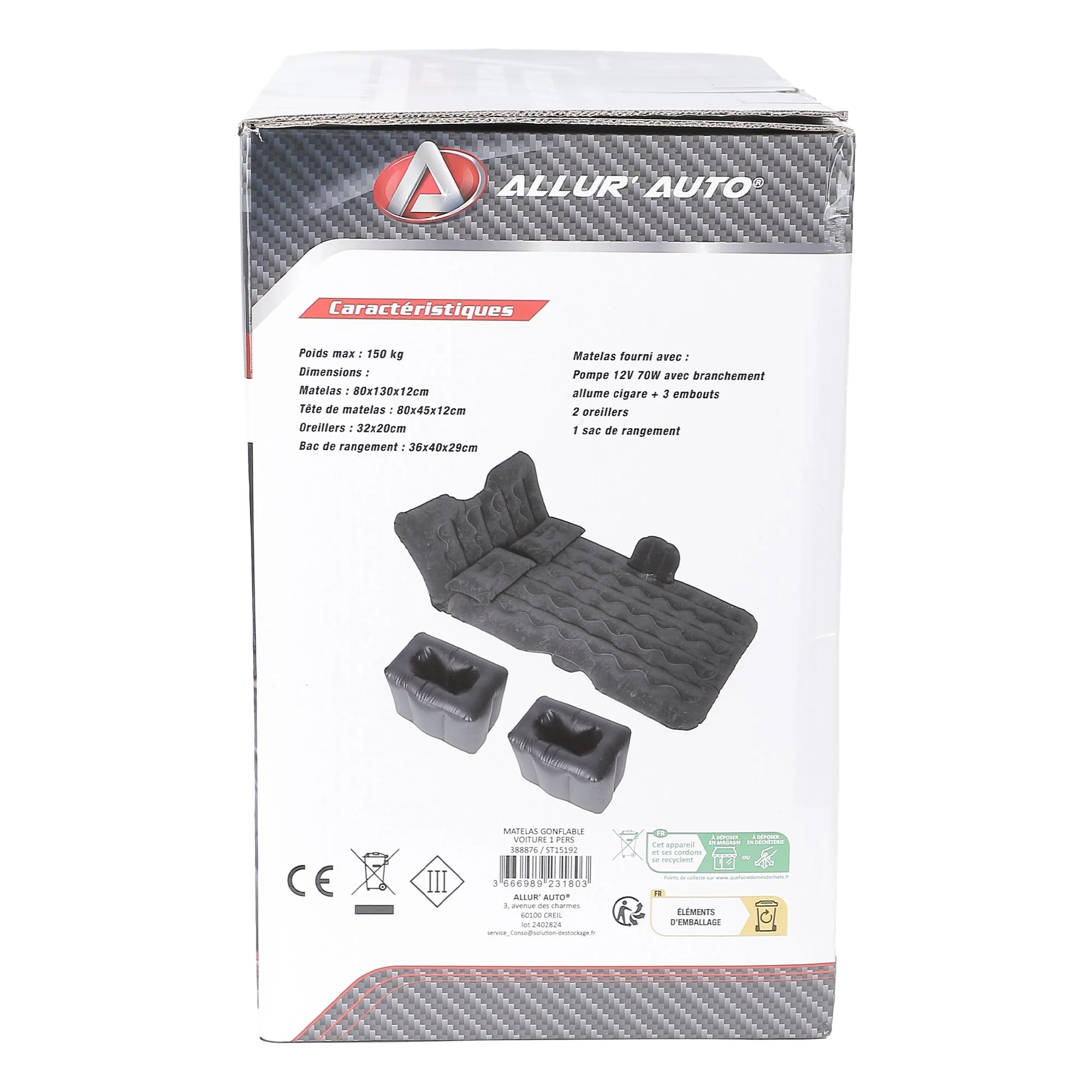 Matelas gonflable pour voiture + oreiller + pompe - Image 2