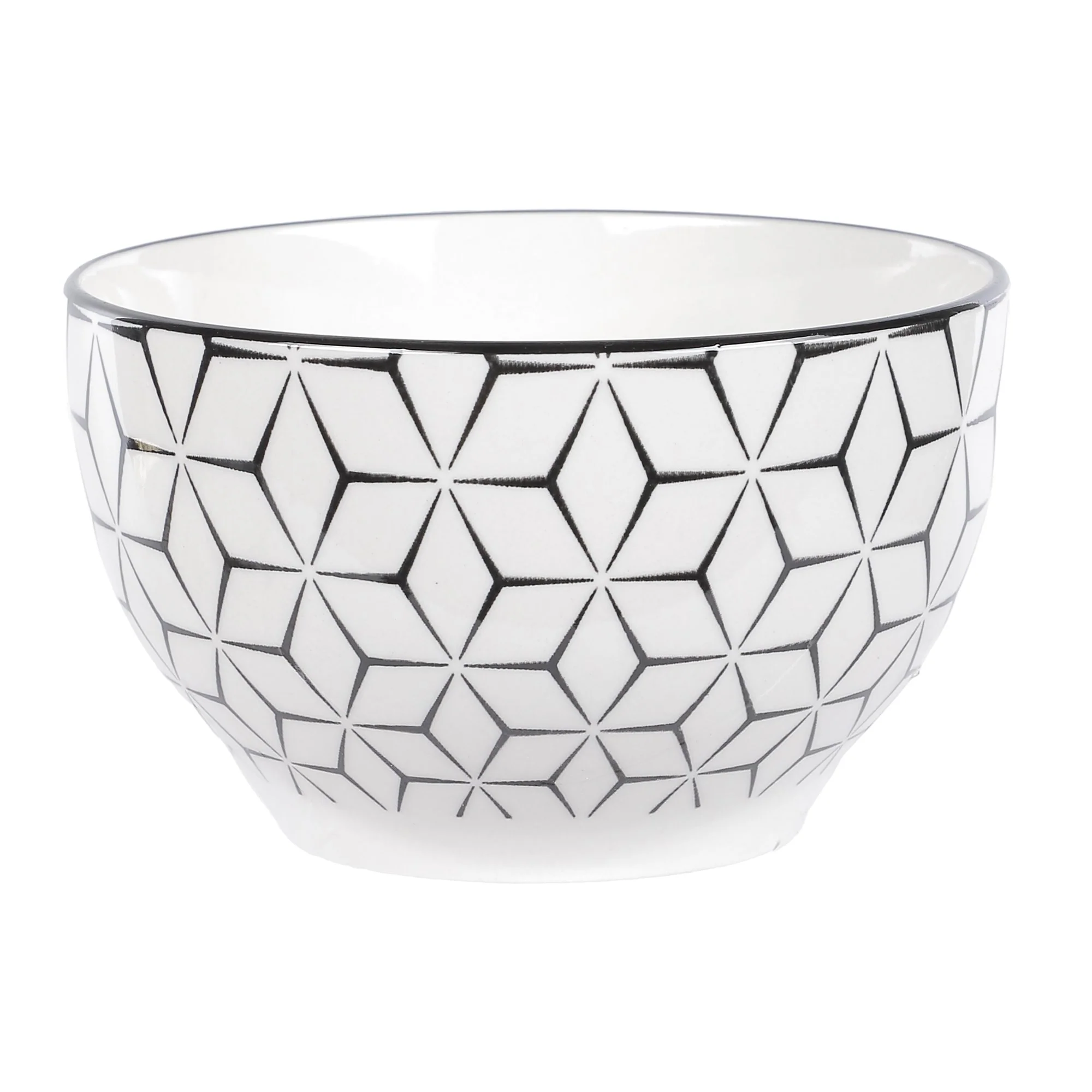 Mini bol dolomite 12 cm motif géométrique  - Noir